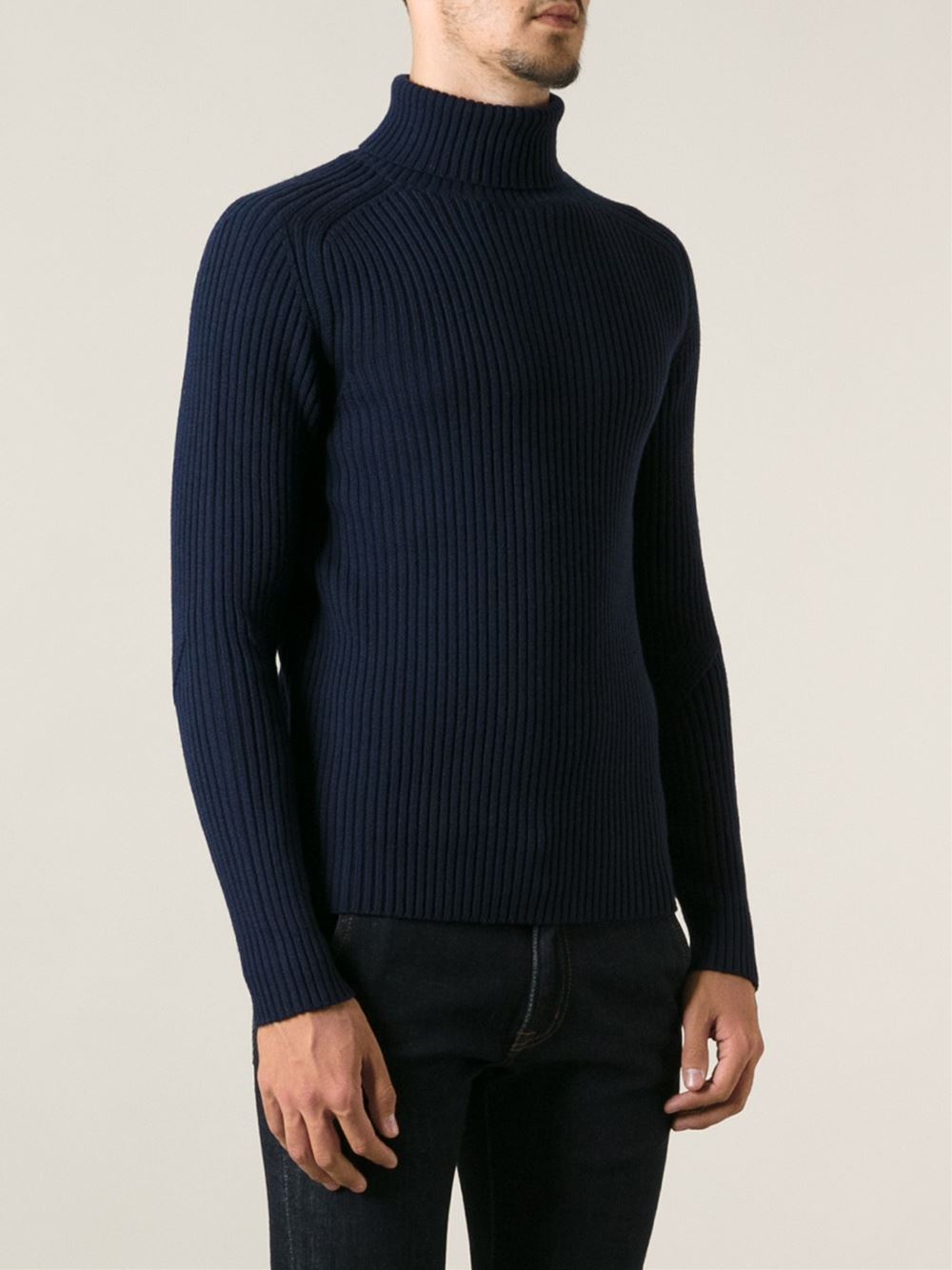 Moncler Grenoble Ribbed Knit Jumper in Blue for Men - Lyst