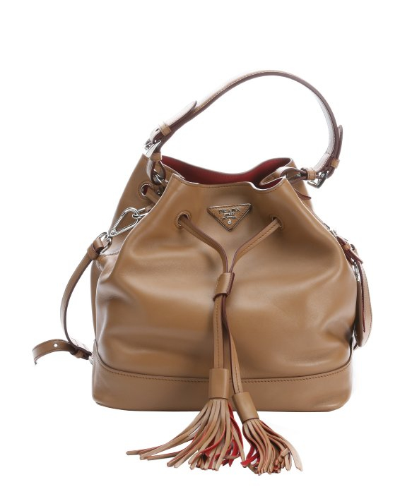 Prada Caramel Leather Drawstring Large Bucket Bag in Brown ...  