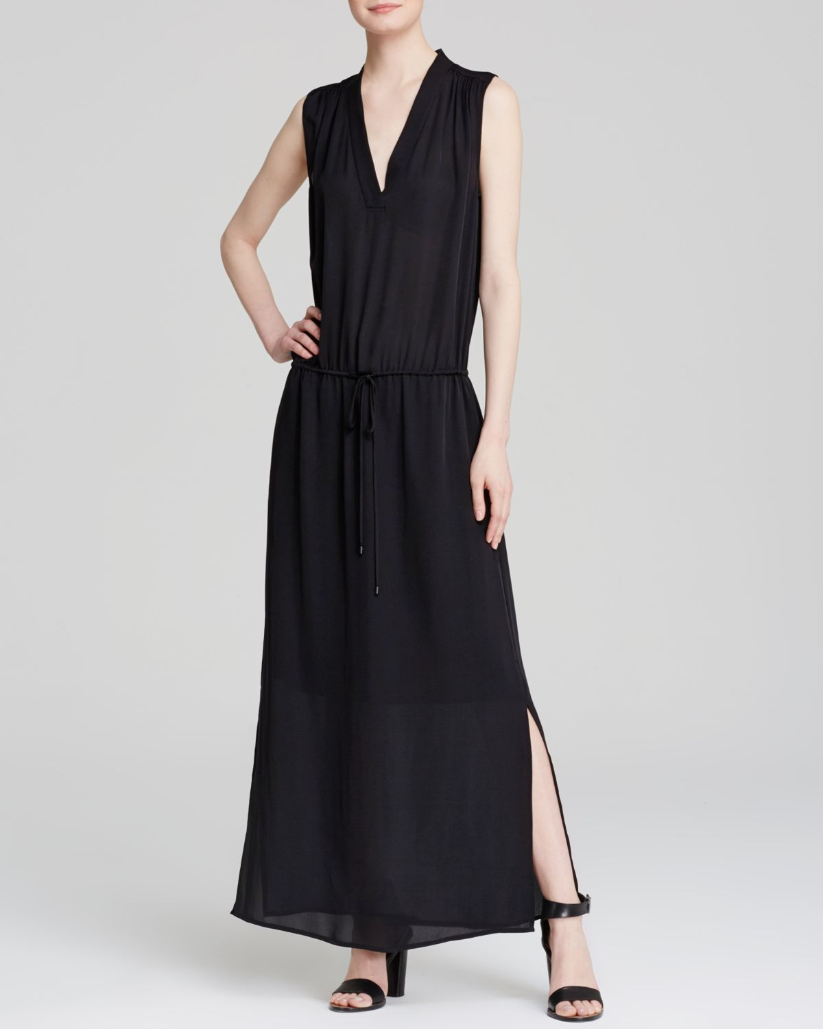 Vince Maxi Dress - Silk Drawstring in Black | Lyst