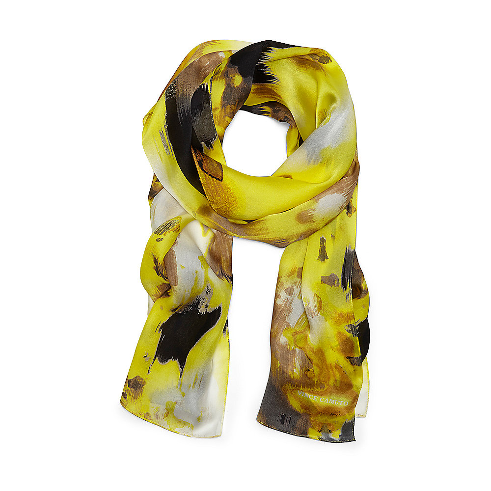 Lyst - Vince Camuto Ink Flowers Silk Oblong Scarf in Yellow