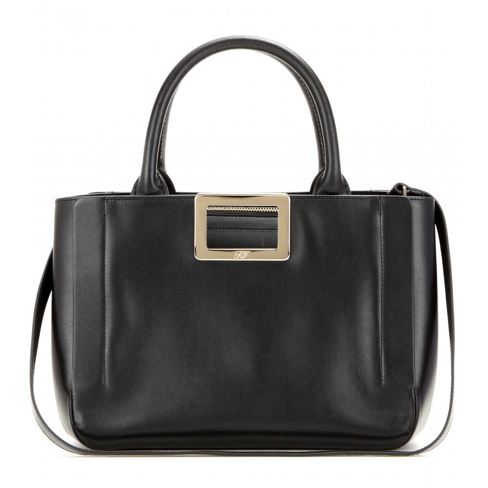 Lyst - Roger Vivier Ines Small Leather Tote in Black