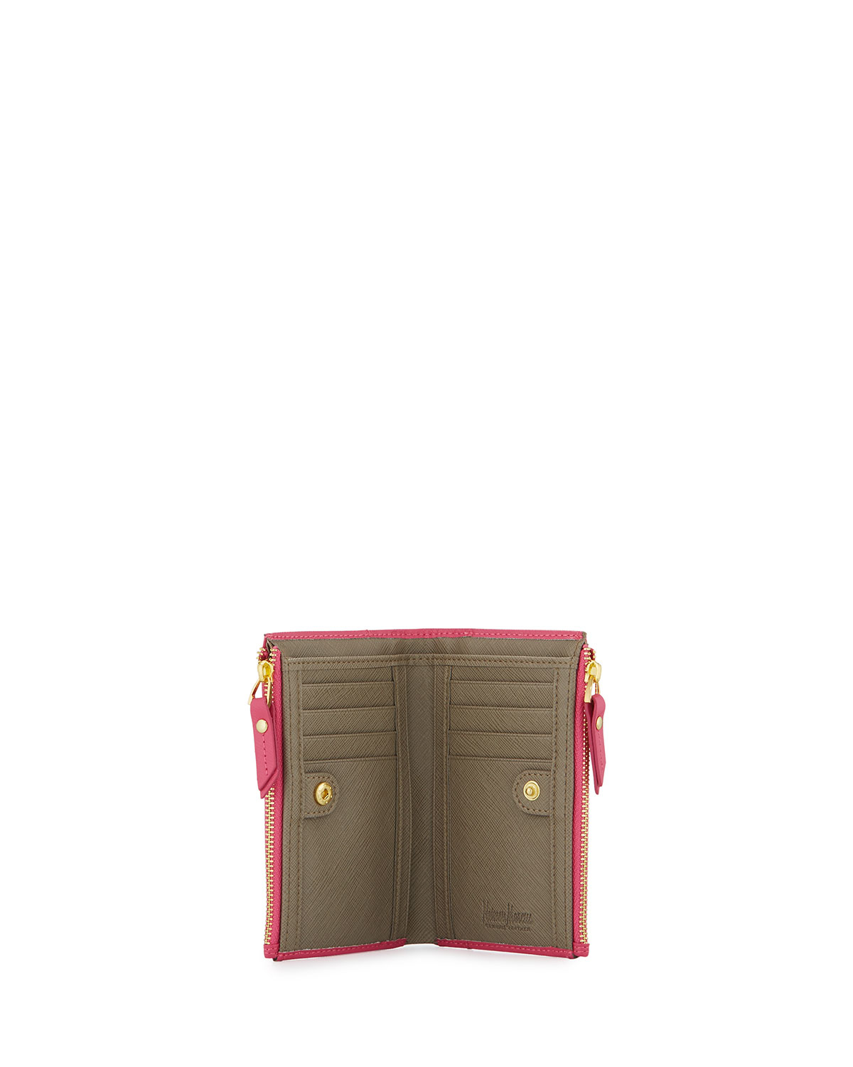 Lyst - Neiman Marcus Saffiano Leather Double-zip Wallet in Pink