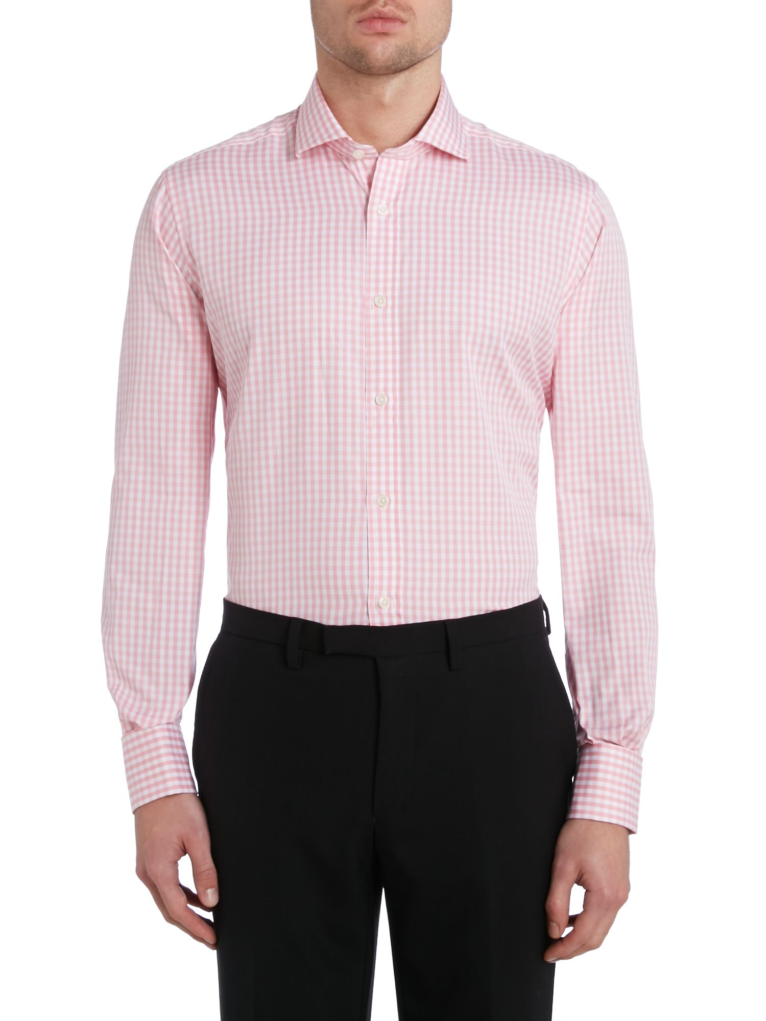 Tm lewin Gingham Slim Fit Long Sleeve Formal Shirt in Pink for Men | Lyst