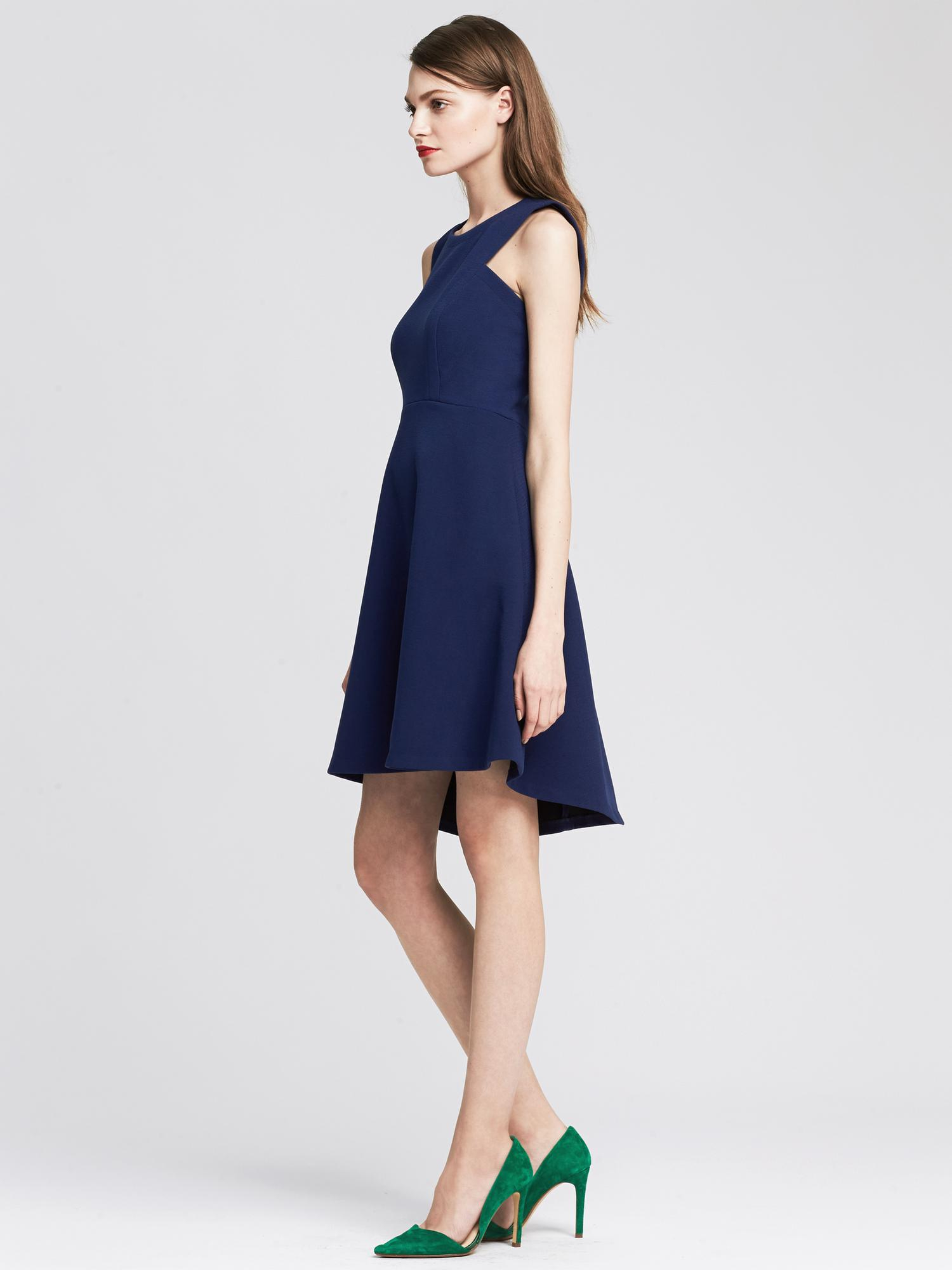 Banana republic Blue Fit-And-Flare Dress in Blue (Basic blue) | Lyst
