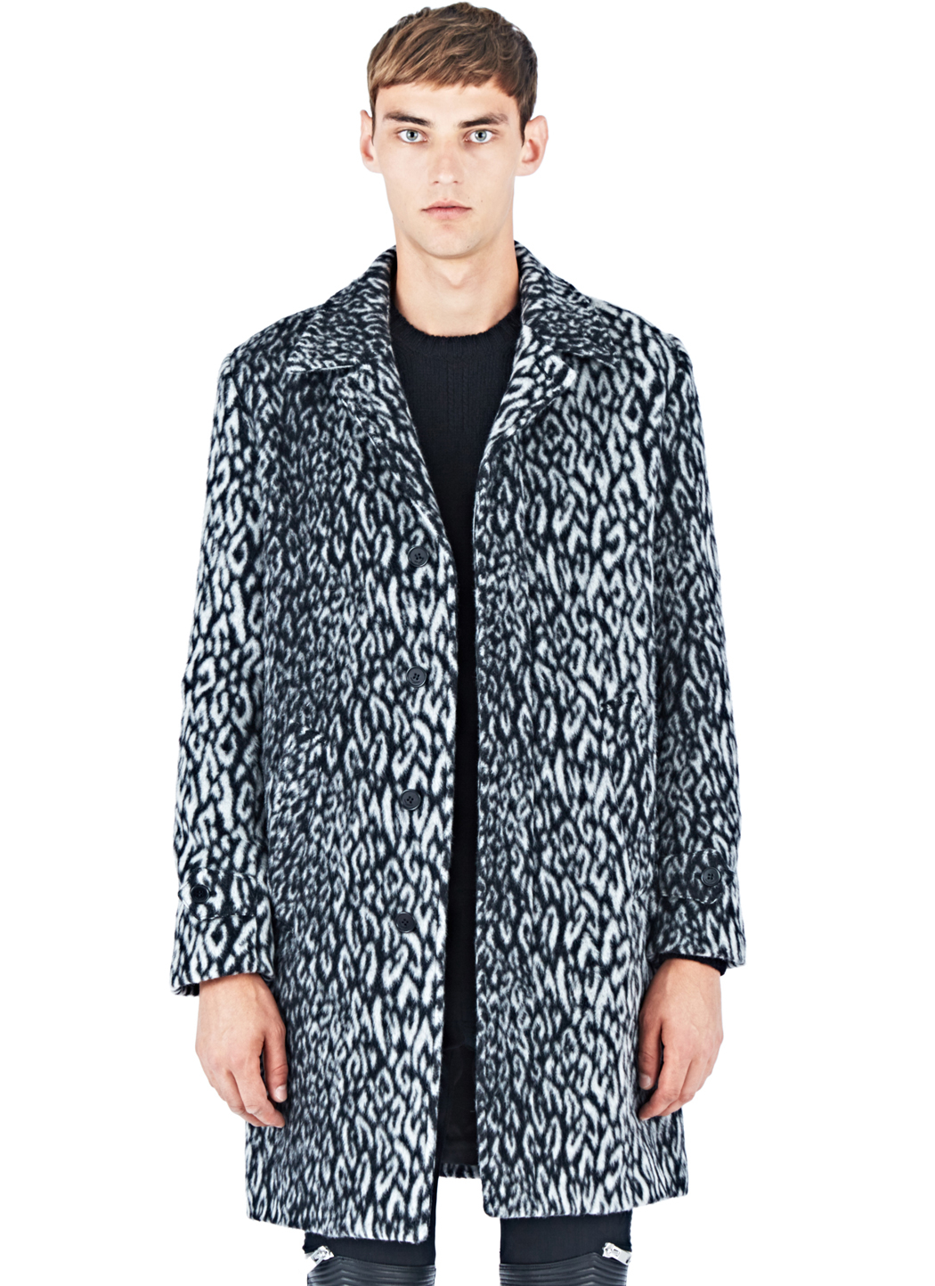 Saint laurent Leopard Print Faux Fur Coat in Blue for Men | Lyst