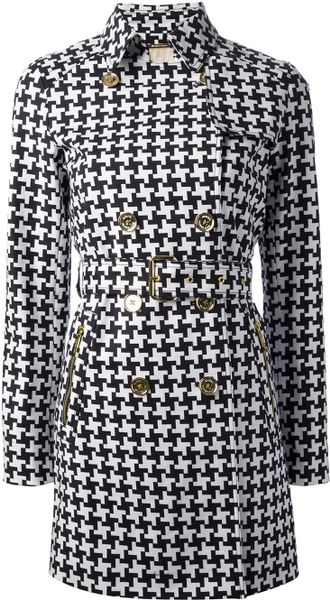 Michael Michael Kors Houndstooth Check Coat in Blue | Lyst