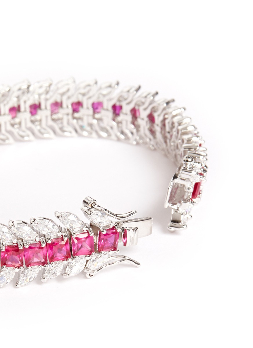 Lyst Cz By Kenneth Jay Lane Cubic Zirconia Crystal Tennis Bracelet Gallery