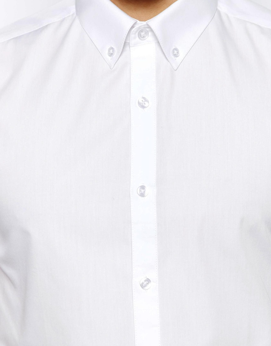 Asos white button front blouses men