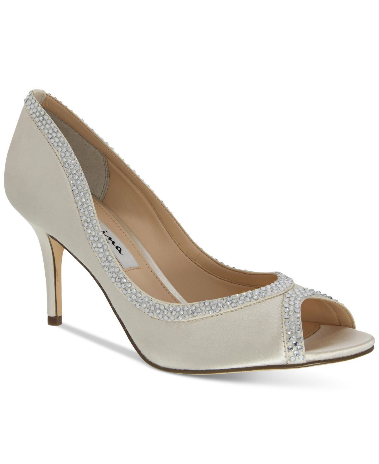 Nina Viviana Peep Toe Evening Pumps in White (Ivory) | Lyst