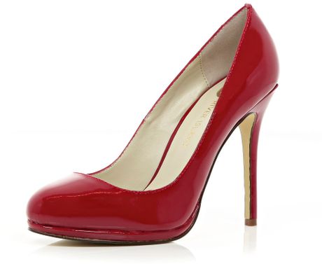 River Island Red Patent Round Toe Court Shoes in Red | Lyst