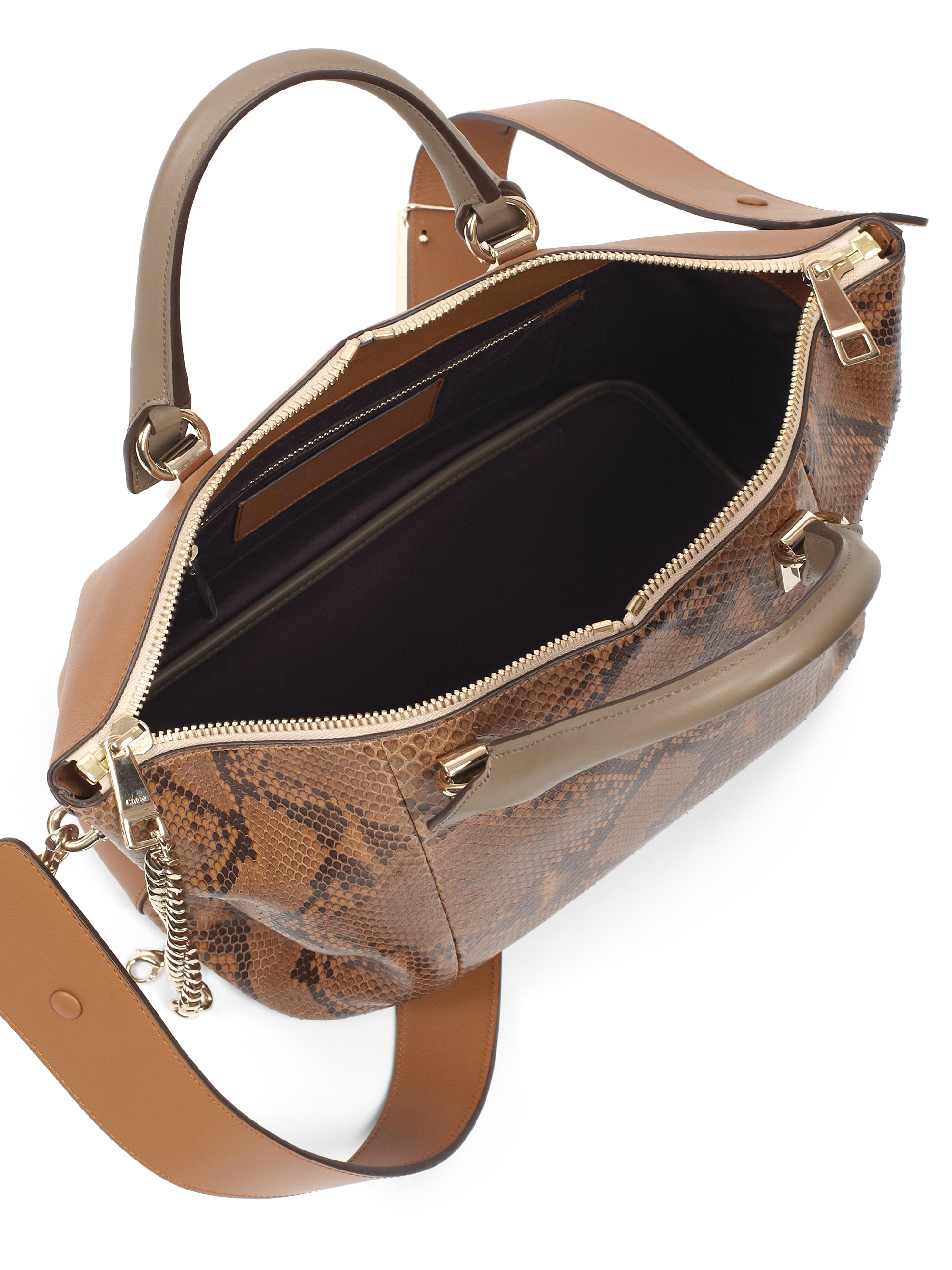 designer handbags chloe - Chlo Baylee Medium Python Shoulder Bag in Brown (TEAK BROWN) | Lyst
