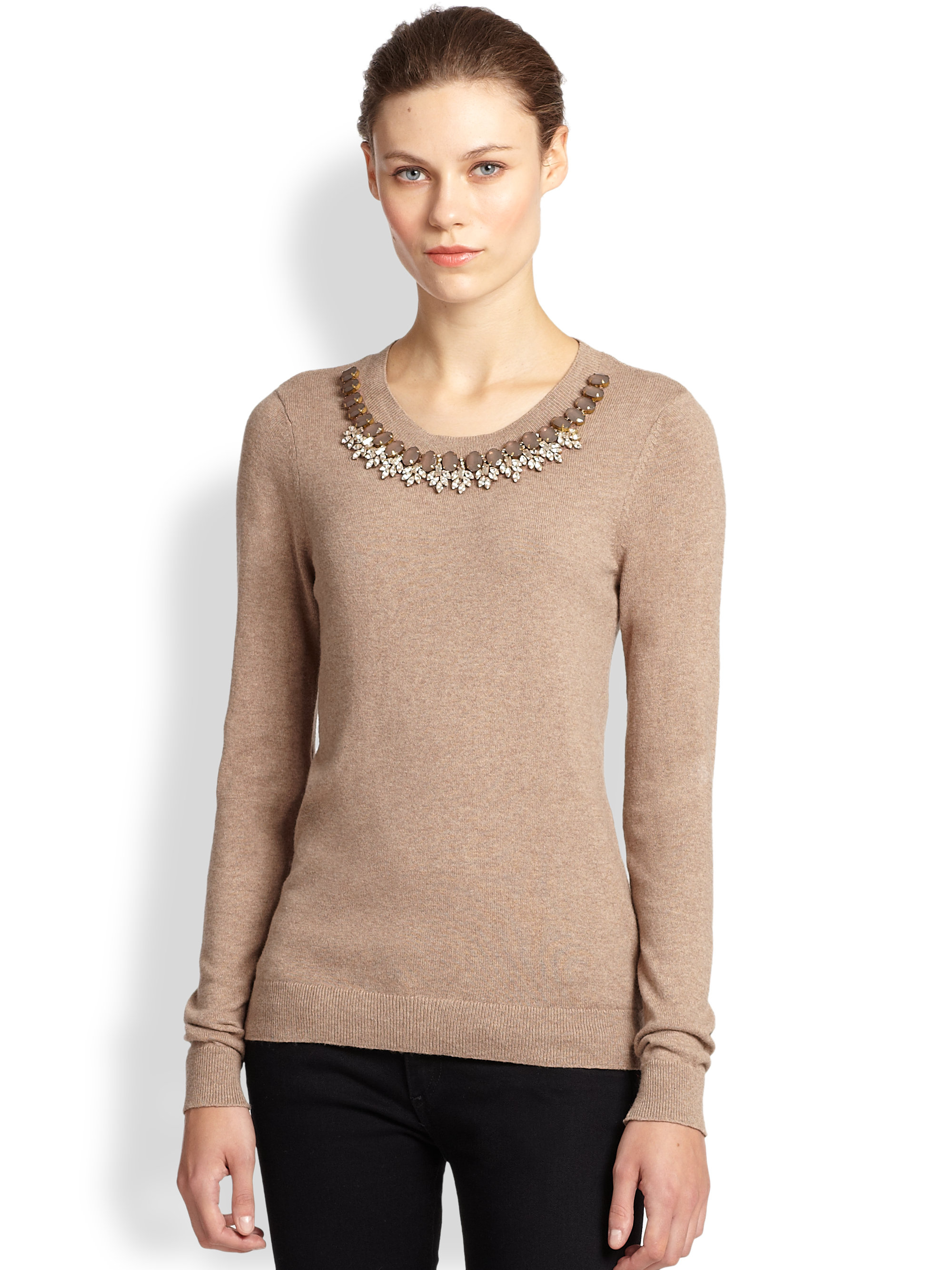 Bailey 44 Beige Sophisticated Lady Rhinestone Cottoncashmere Sweater Product 1 25543852 1 032984914 Normal 