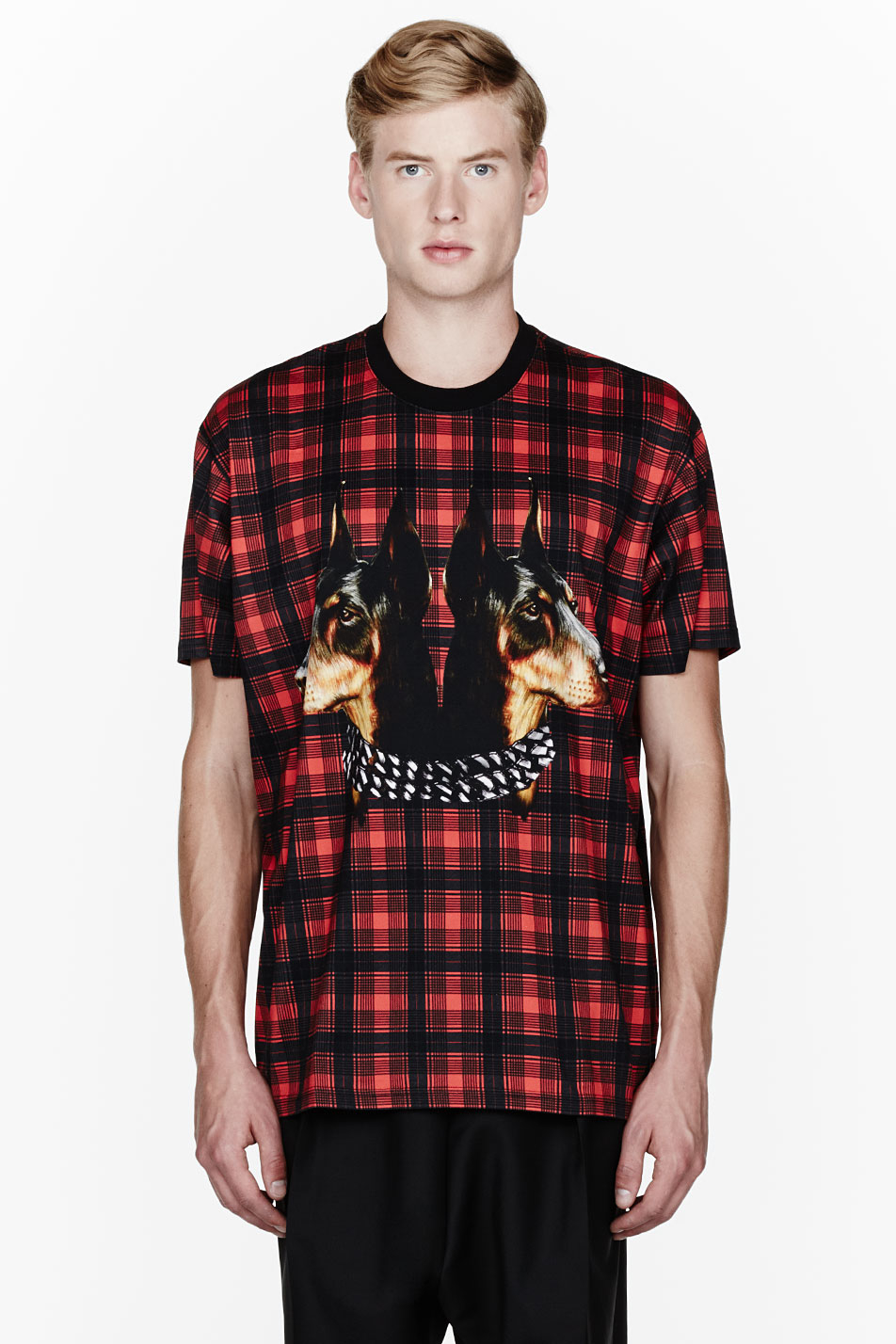 Lyst - Givenchy Red Plaid Doberman Print T_shirt in Red for Men
