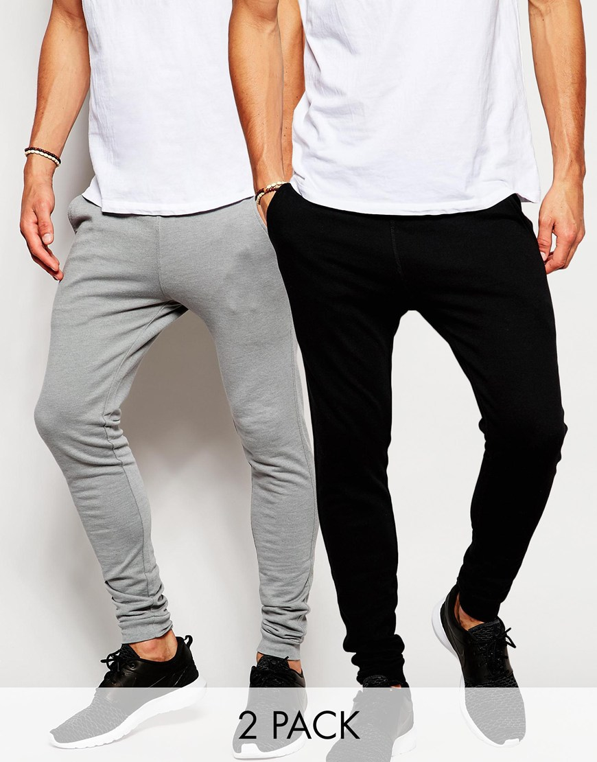 mens super skinny joggers grey