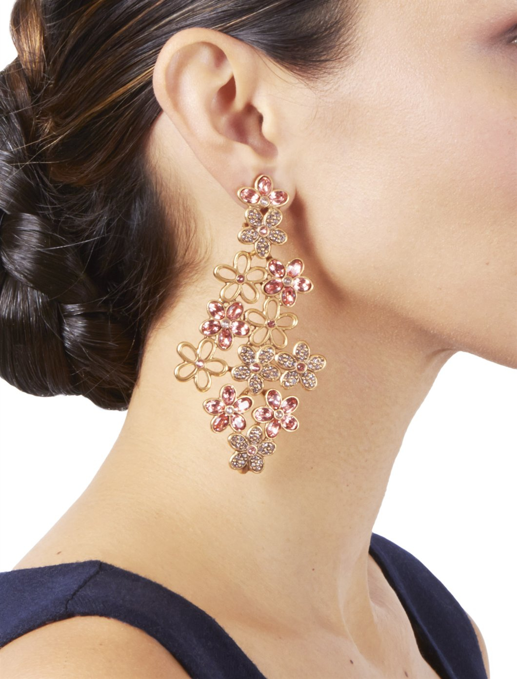 Lyst Oscar De La A Crystal Flower Earring Gallery