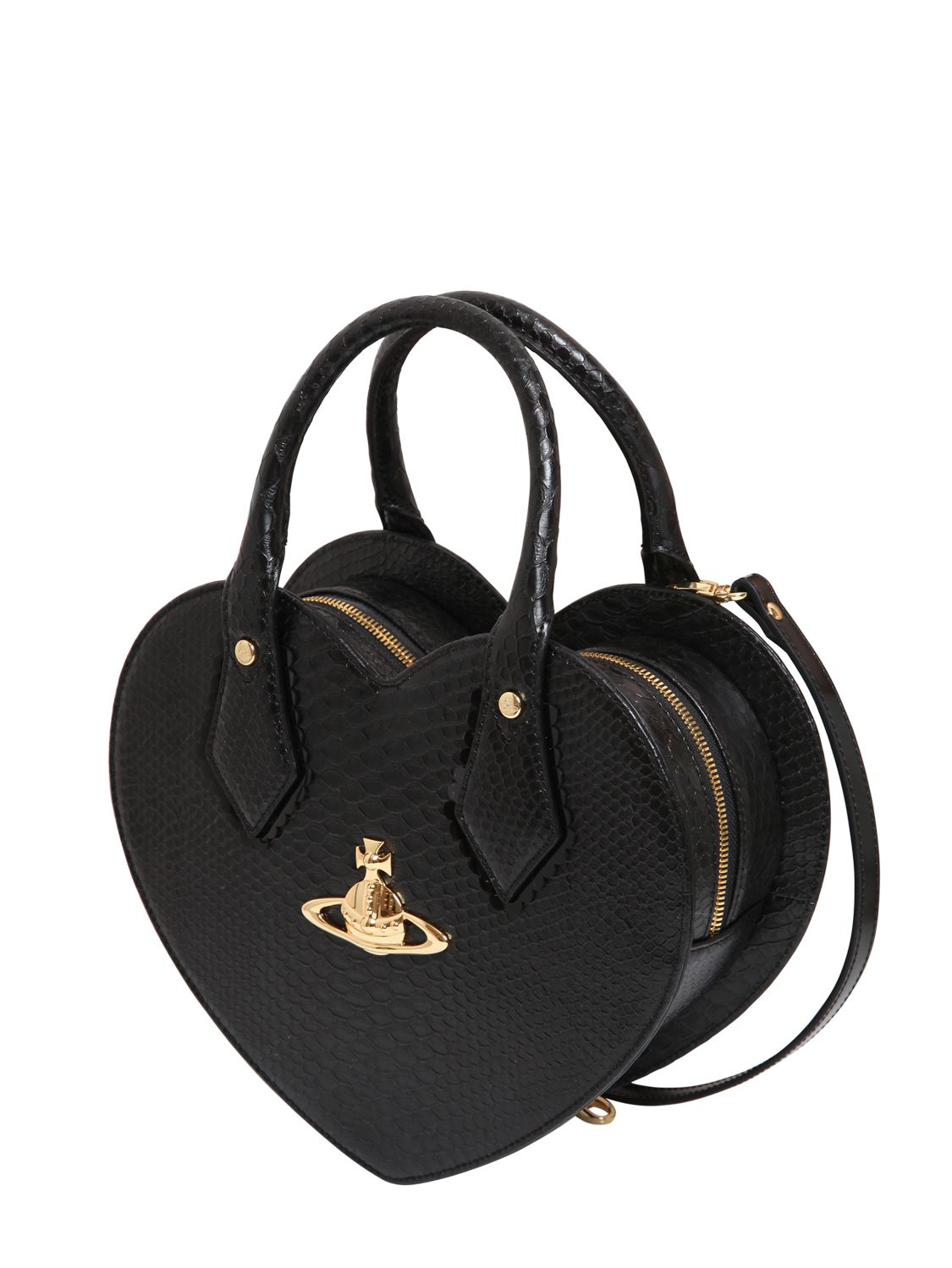 Lyst Vivienne Westwood Heart Snake Embossed Faux Leather Bag In Black Gallery