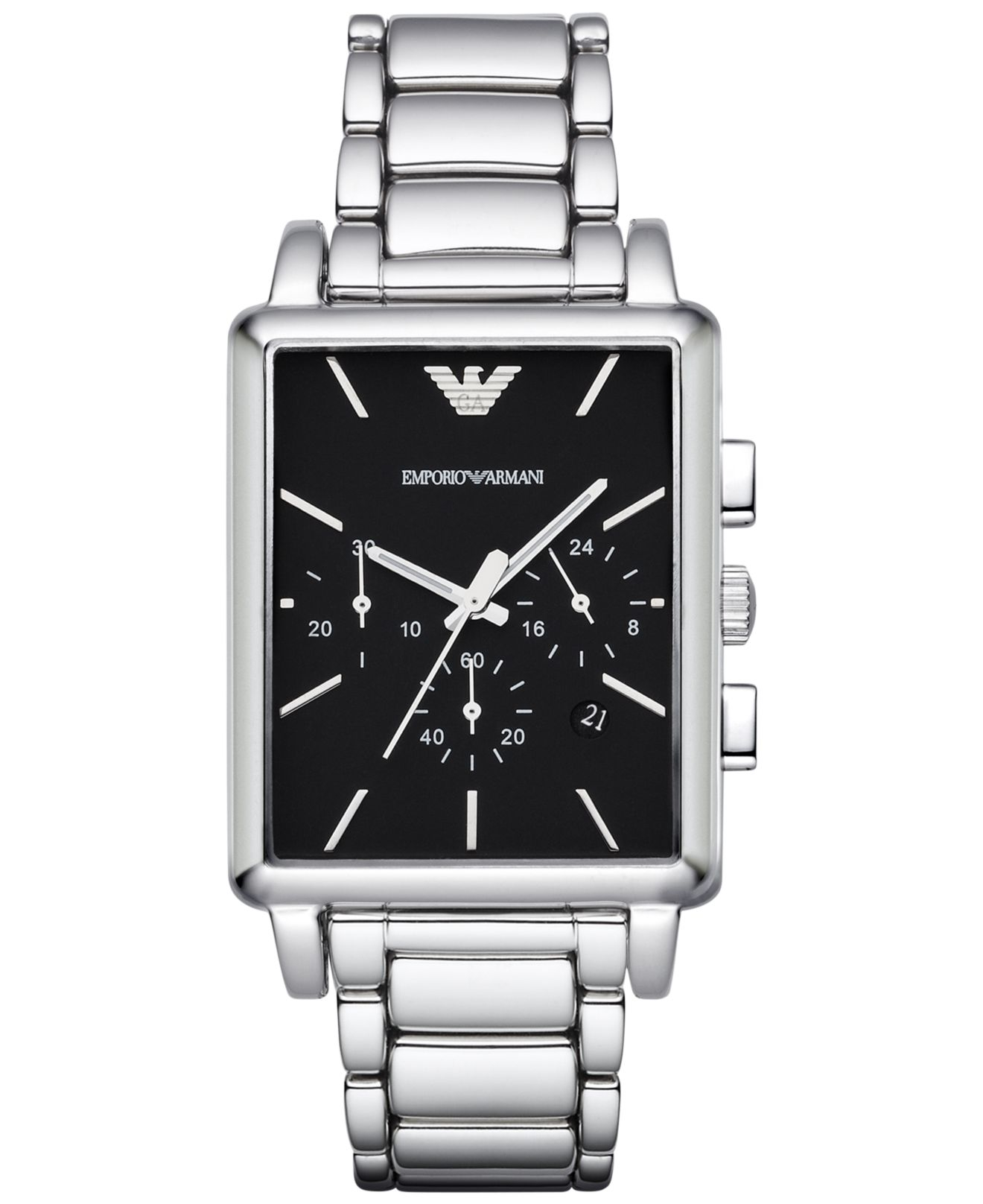 men's classic stainless steel chronograph emporio armani watch