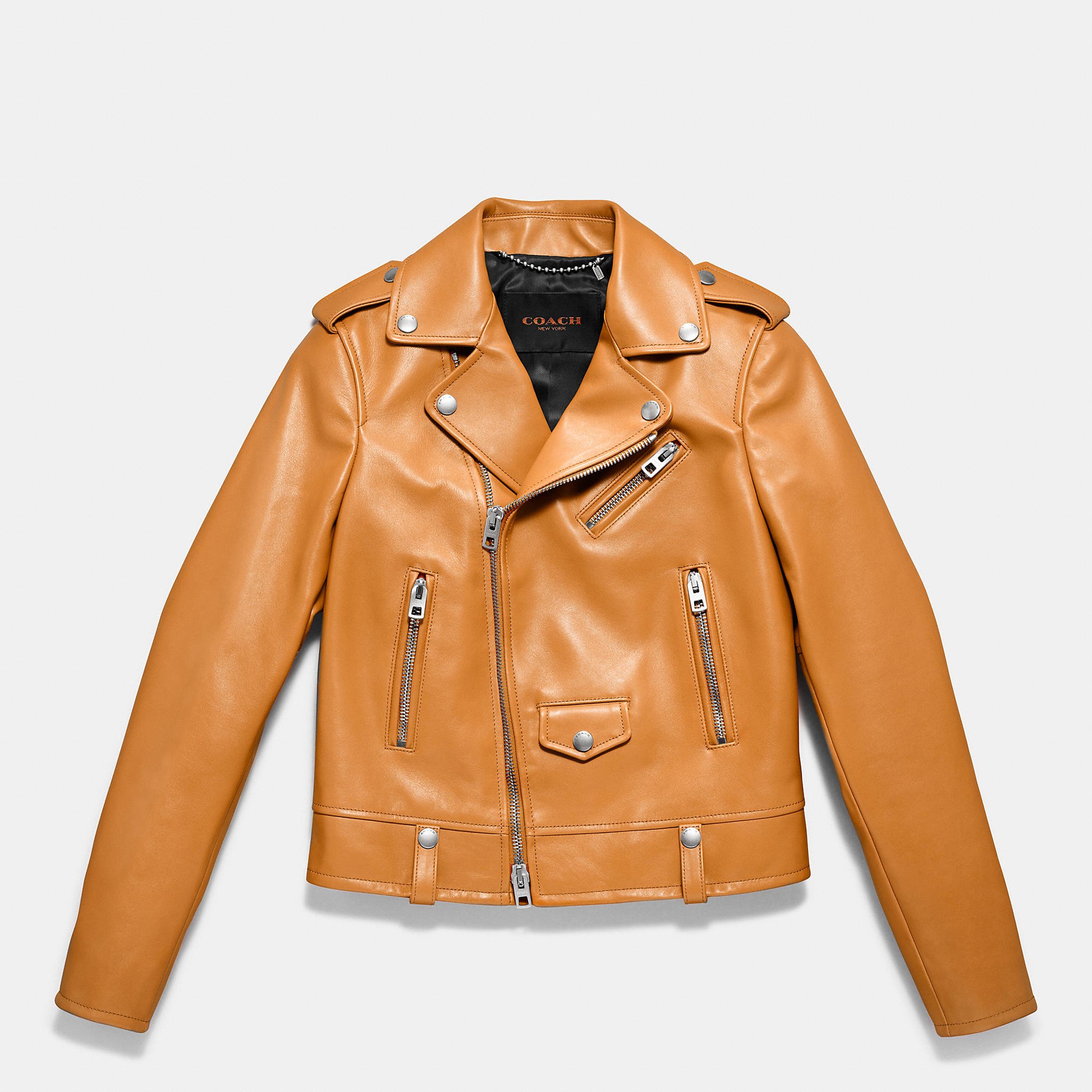 Coach Leather Moto Jacket in Brown | Lyst