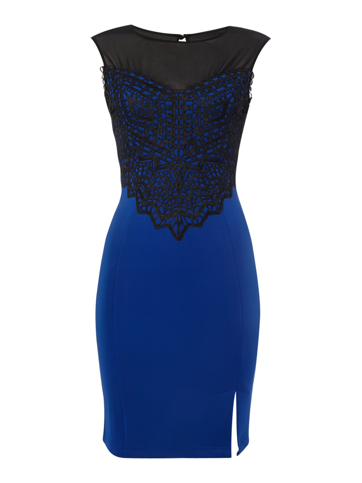 Lipsy Sleeveless Mesh Lace Top Bodycon Dress in Blue (Black & Blue) | Lyst