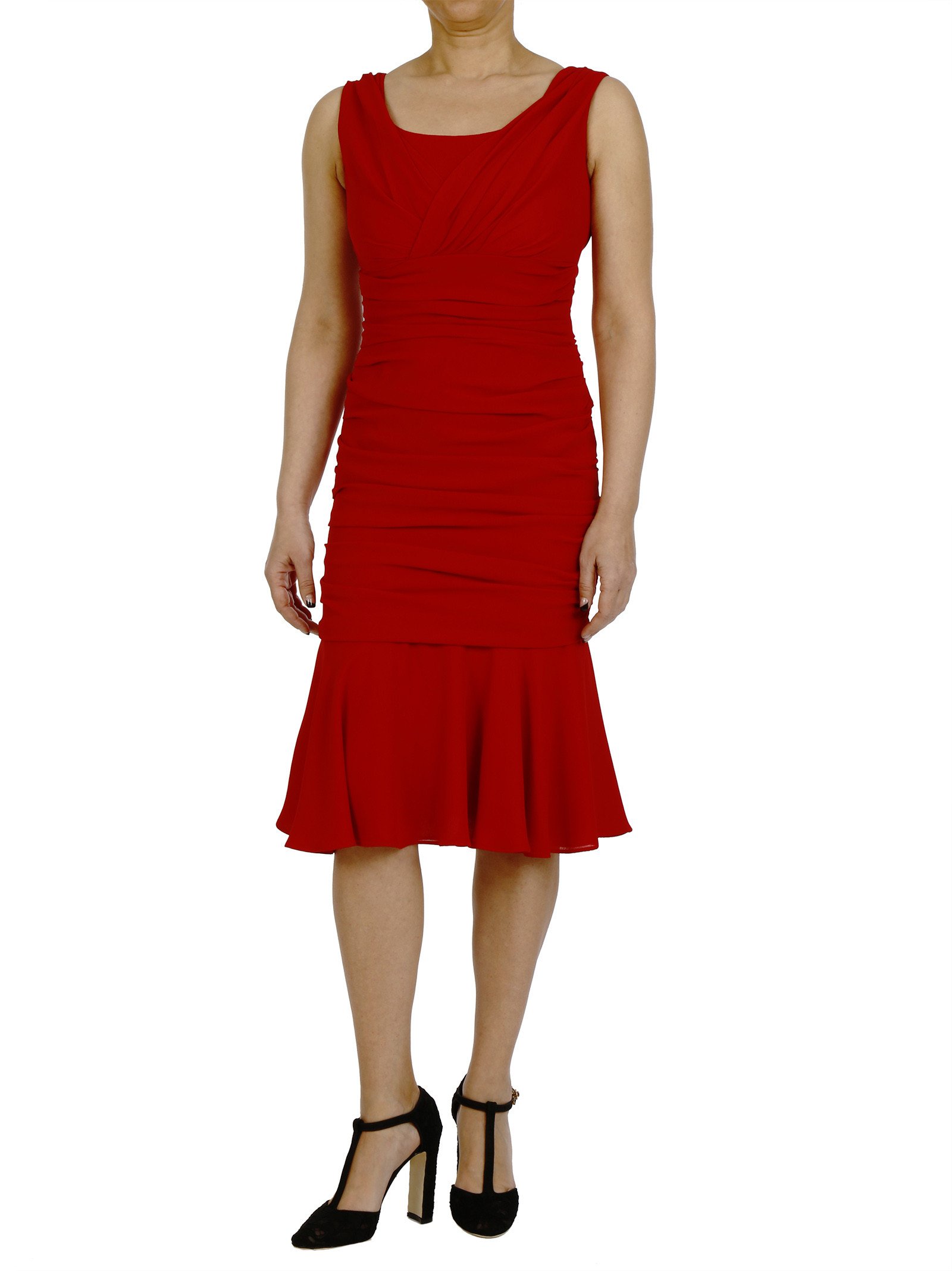 Dolce & gabbana Silk Ruched Dress Round Neck Wrap Style Front in Red ...