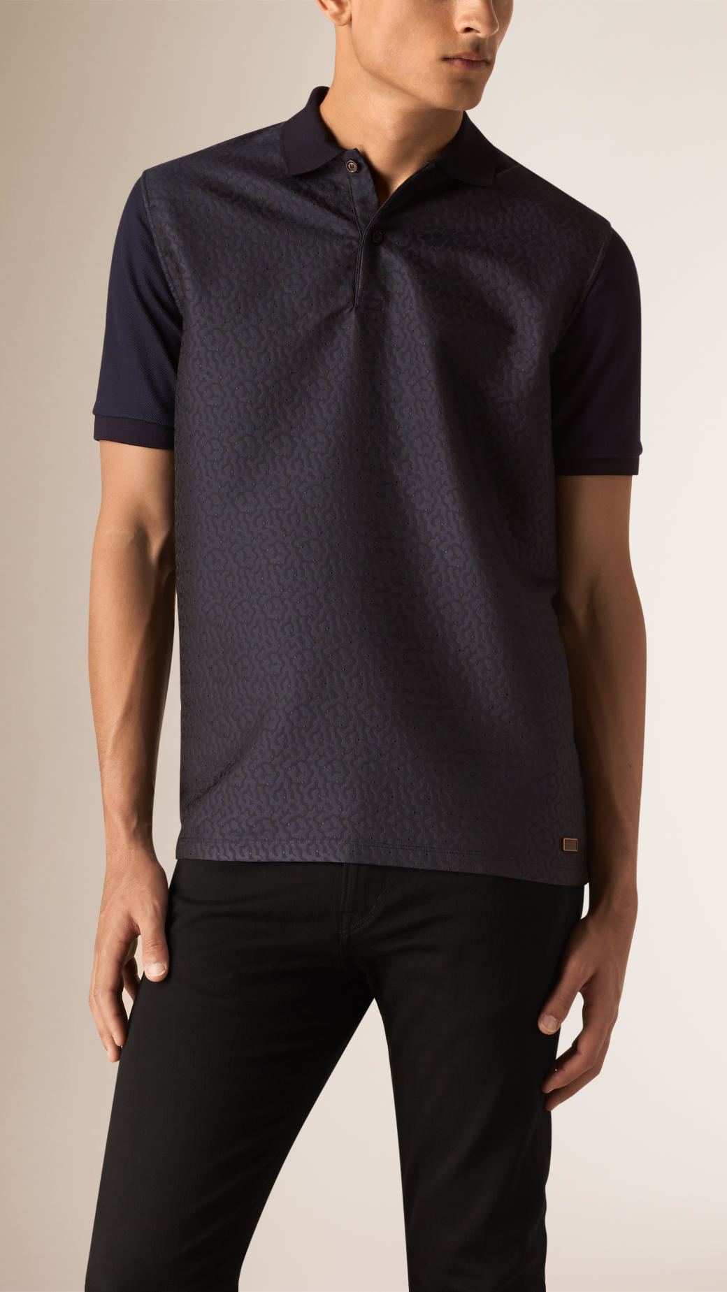 Lyst - Burberry Silk Wool Jacquard Cotton Polo Shirt in Blue for Men