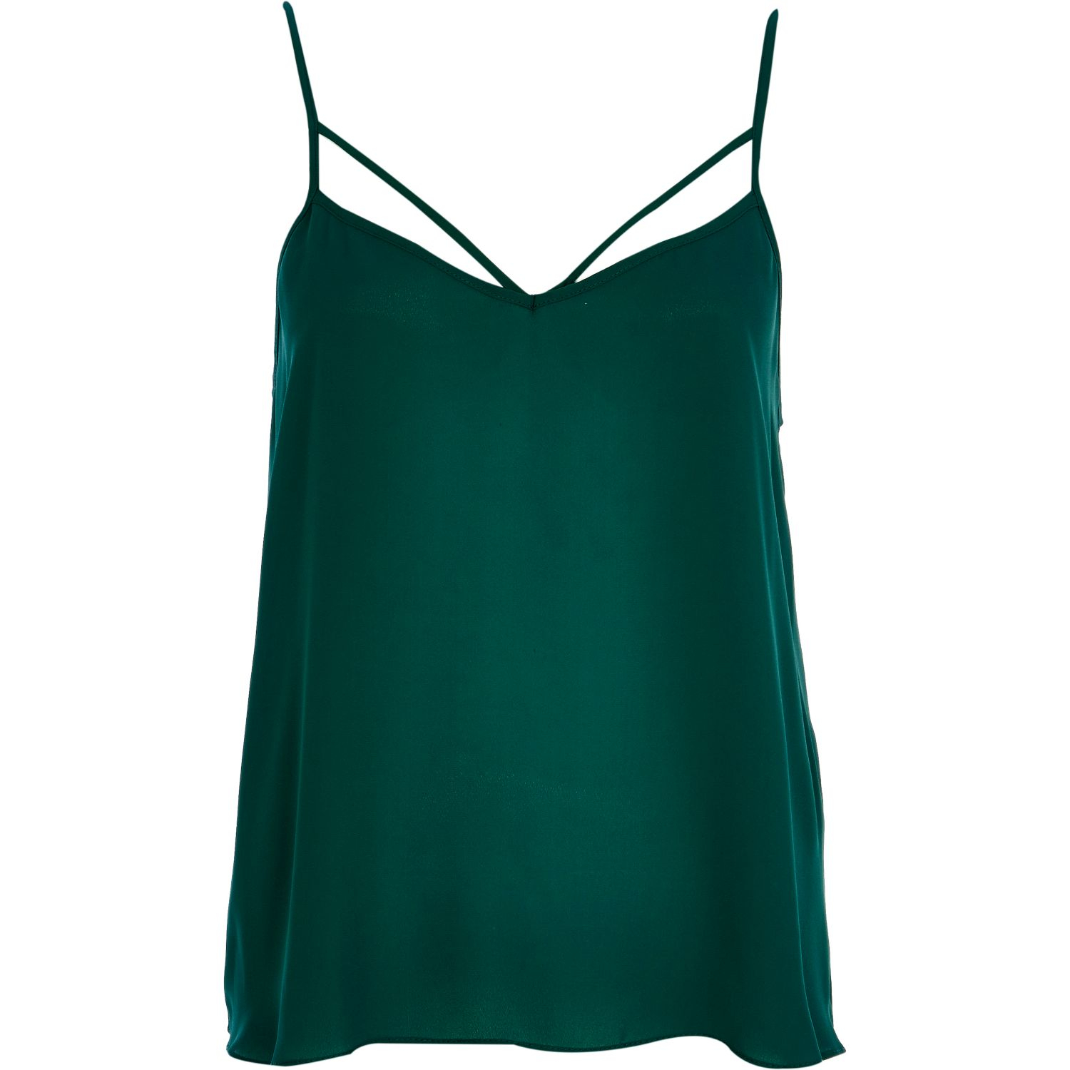 River island Dark Green Strappy Cami Top in Green | Lyst