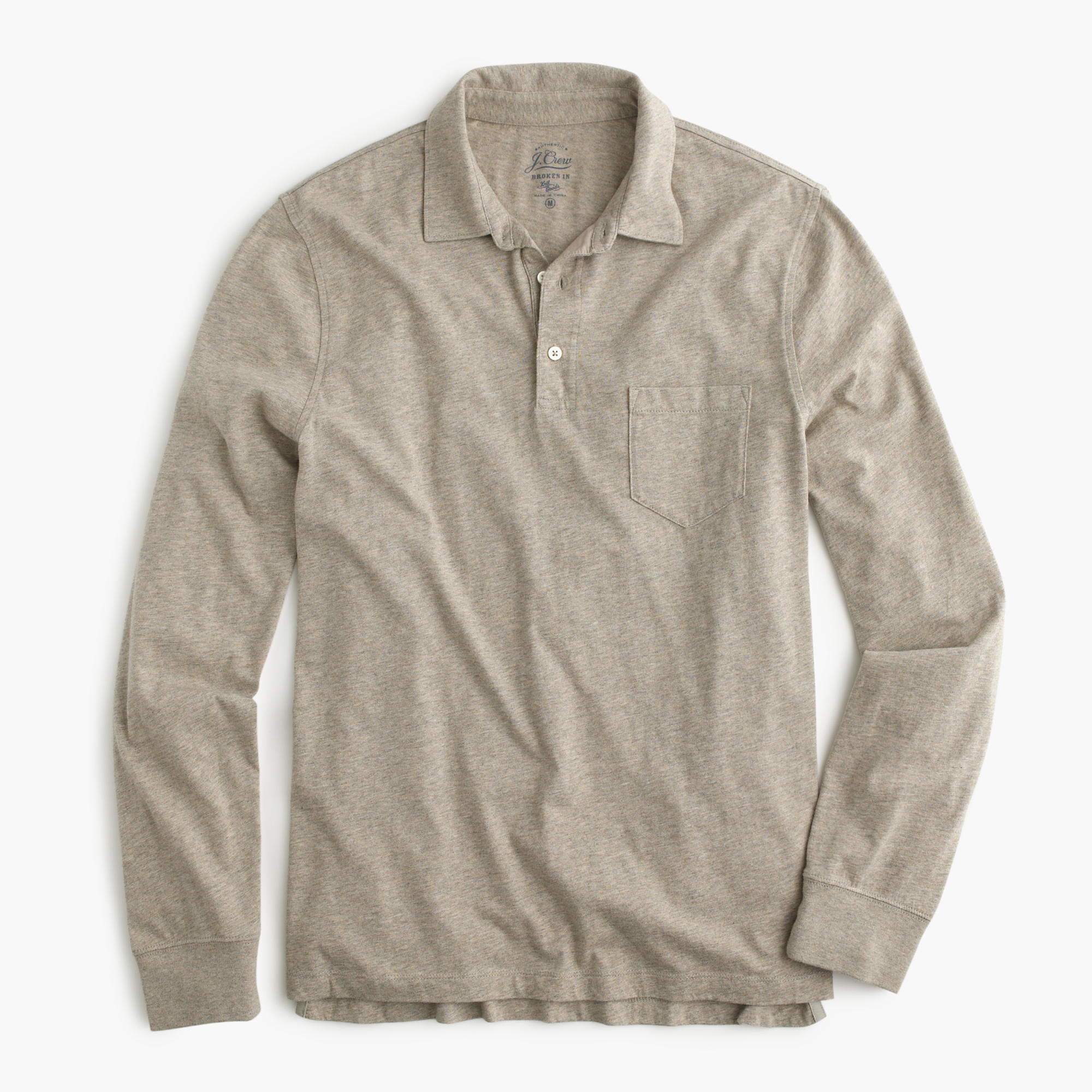 Lyst - J.Crew Broken-in Long-sleeve Pocket Polo Shirt in Natural for Men