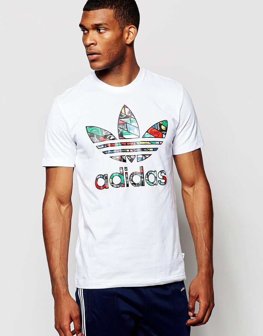 Adidas originals T-shirt With Printed Trefoil Ab9536 in White for Men ...