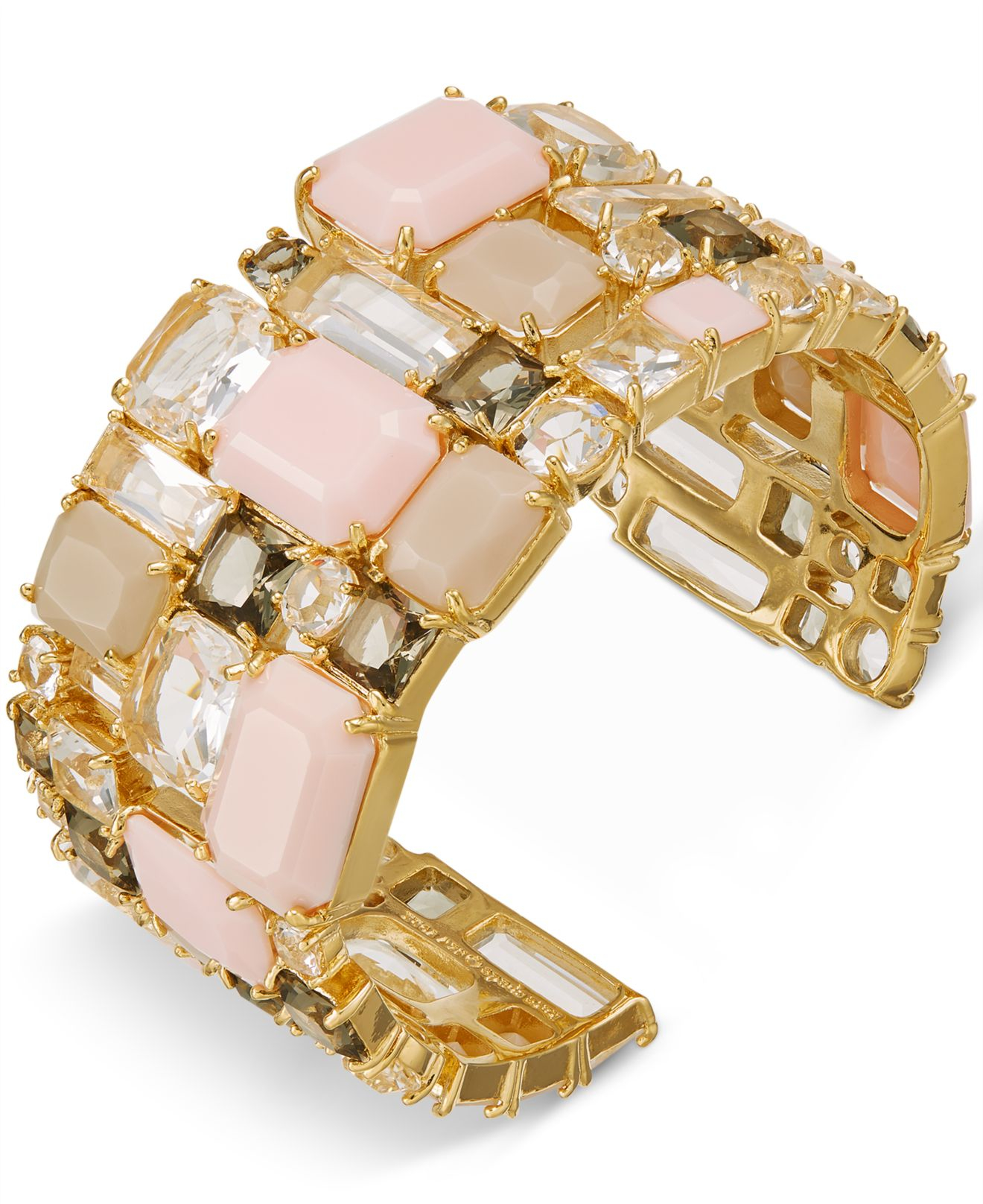 Lyst Kate Spade New York Gold Tone Pink Stone Cuff Bracelet In Gallery