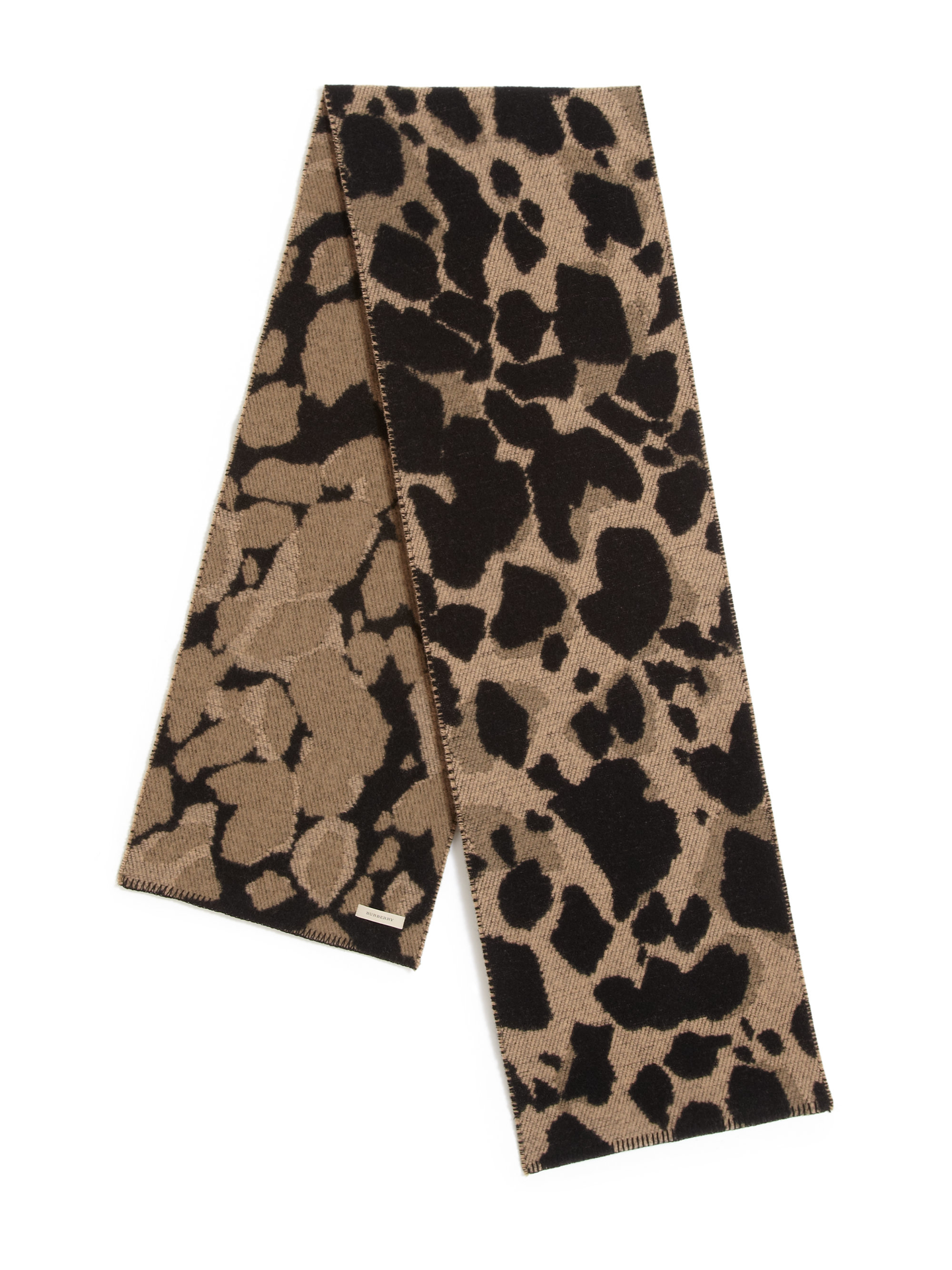 Lyst - Burberry Animal-print Wool & Cashmere Scarf In Black