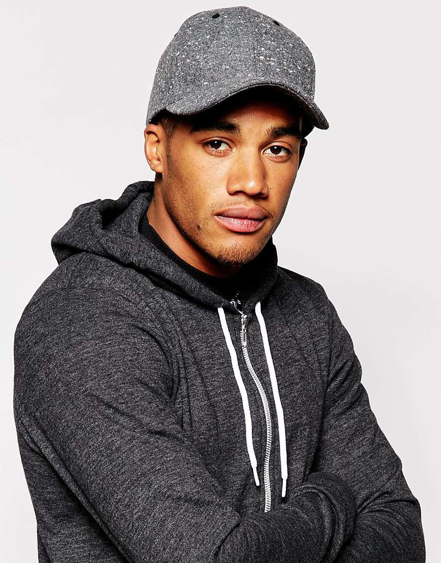 Asos Baseball Cap In Grey Nep in Gray for Men Lyst