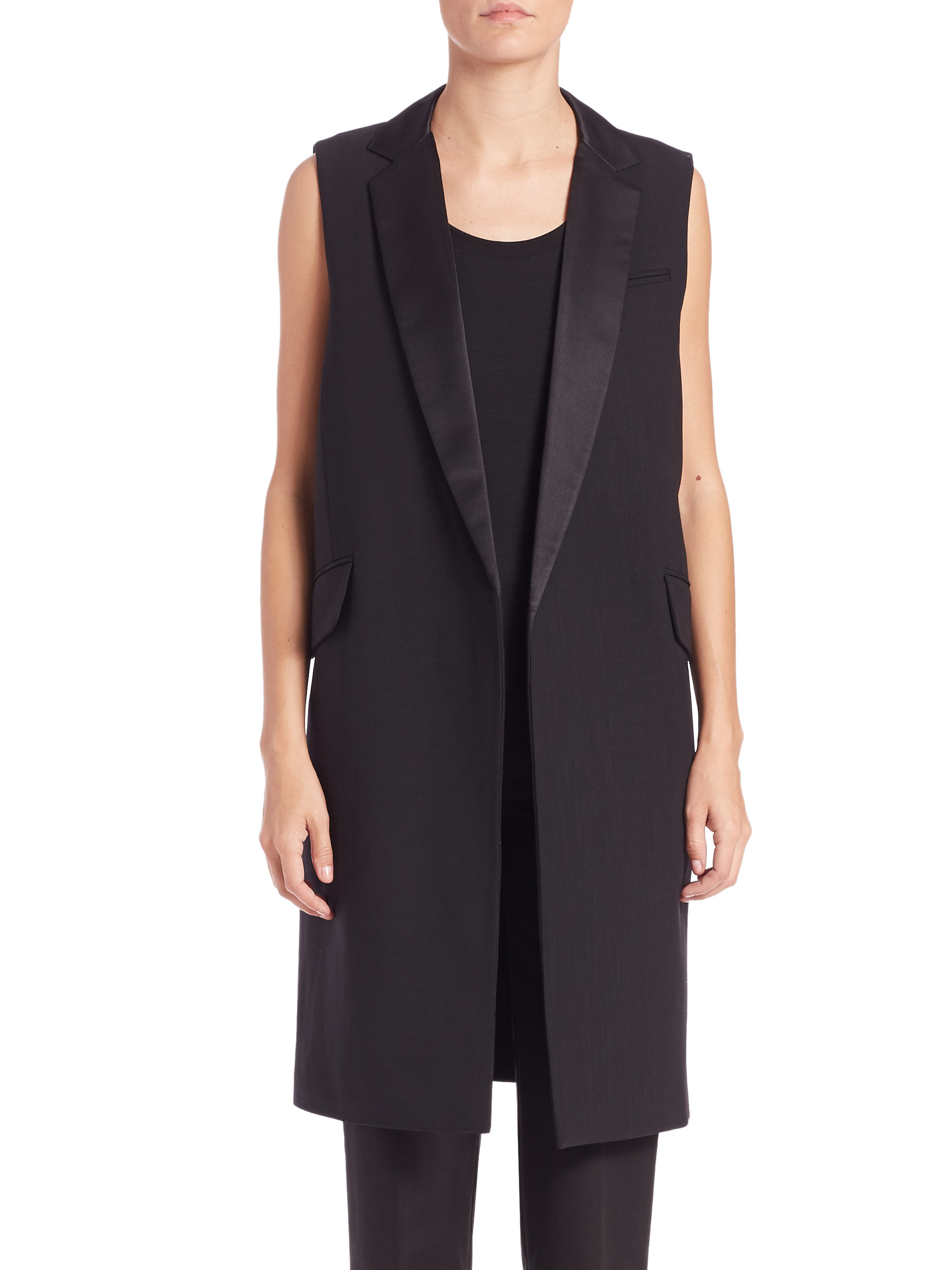 Lyst Lafayette 148 new york Edie Long Tuxedo Vest in Black