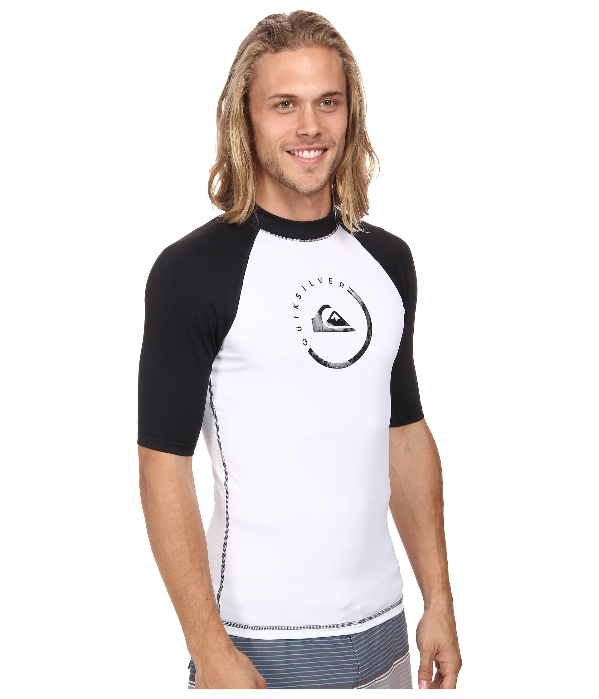 Lyst Quiksilver Lock Up Short Sleeve Rashguard Surf Tee in Blue for Men