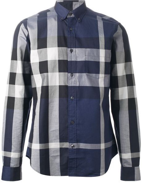 Burberry Brit Cotton Check Shirt in Blue for Men | Lyst