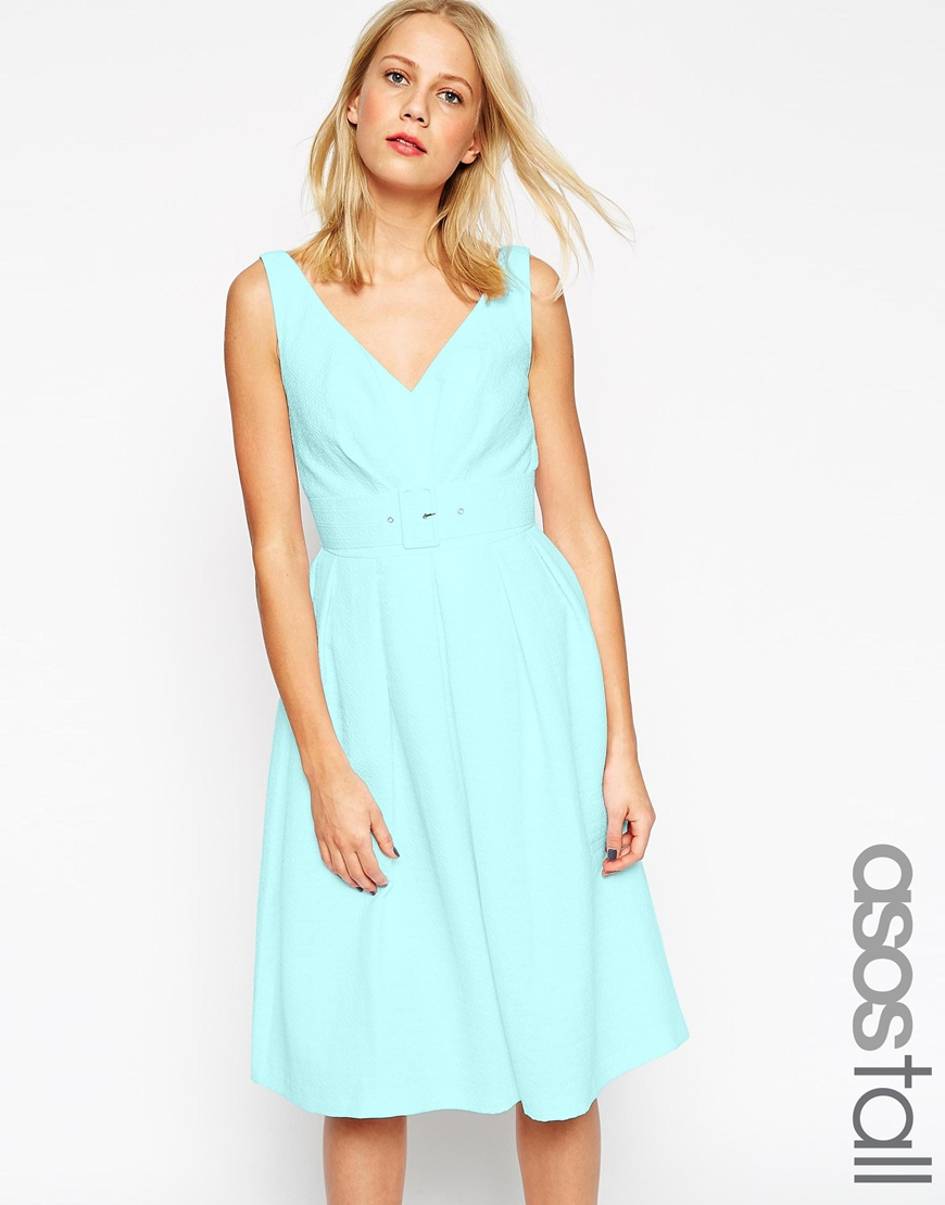  Asos  tall 50 s Belted Prom  Dress  in Blue  Save 70 Lyst