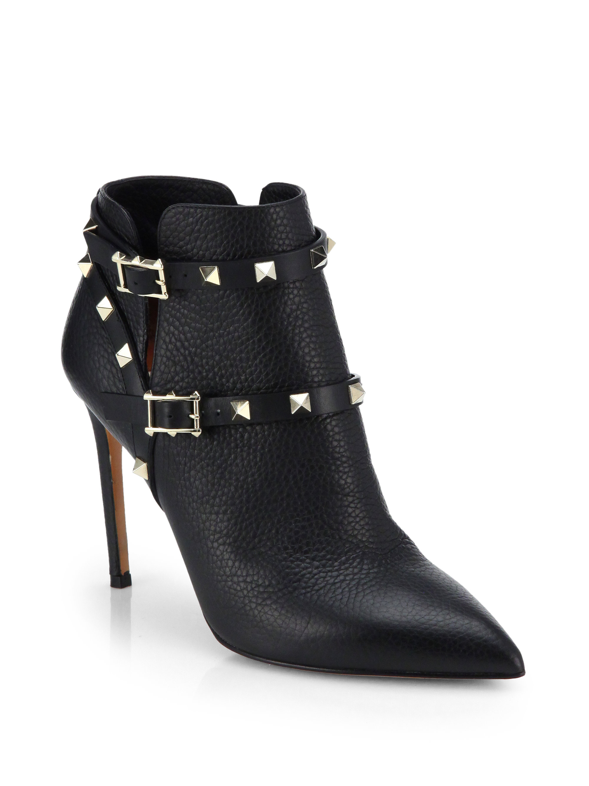Valentino Rockstud Suede Ankle Boots in Black | Lyst