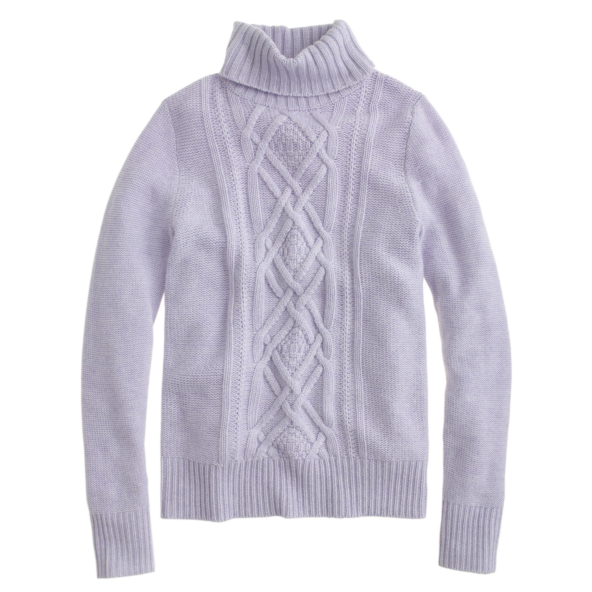 J.crew Petite Cambridge Cable Turtleneck Sweater in Purple (hthr lilac ...