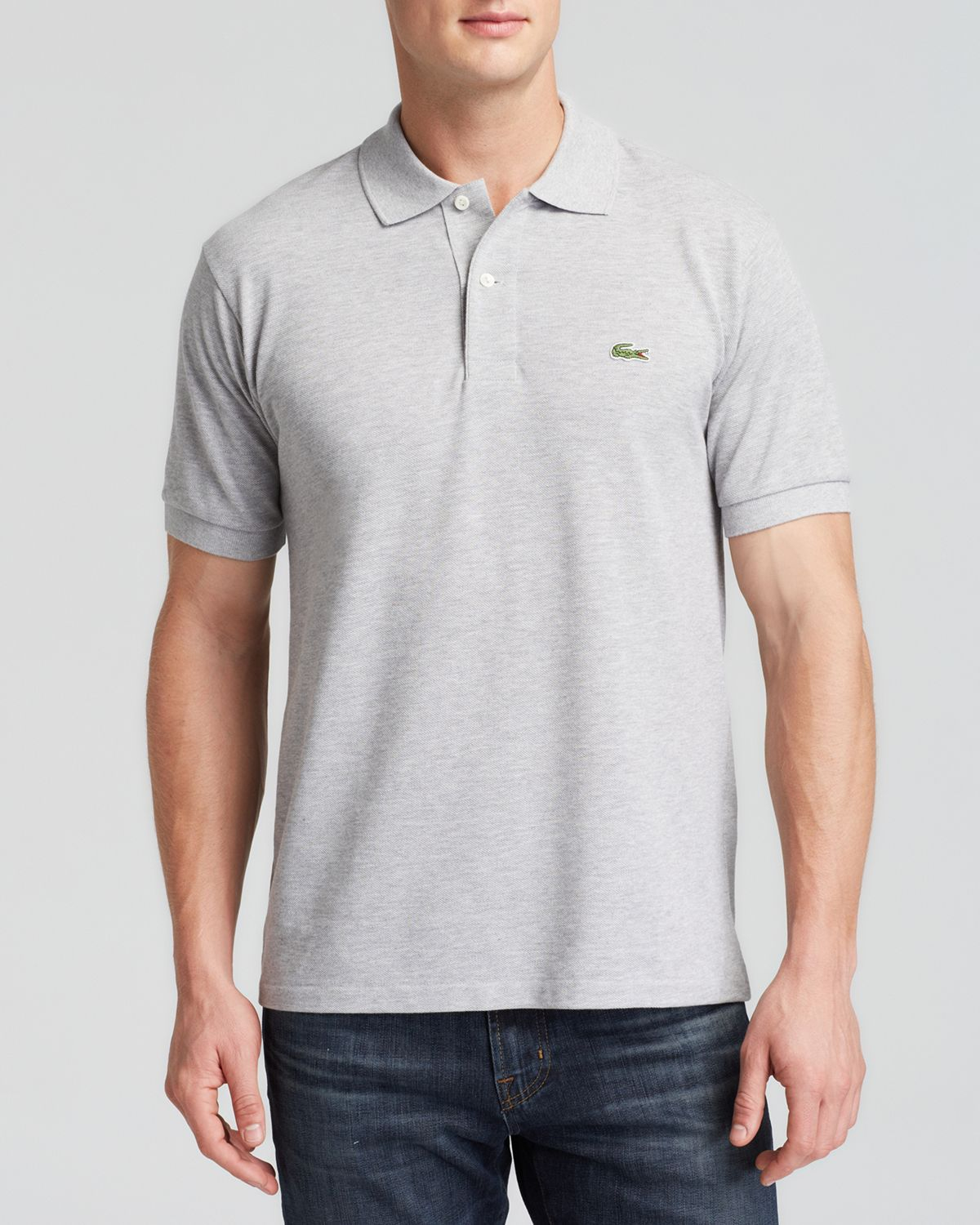 Lacoste Short Sleeve Piqué Polo Shirt - Classic Fit in Gray for Men ...