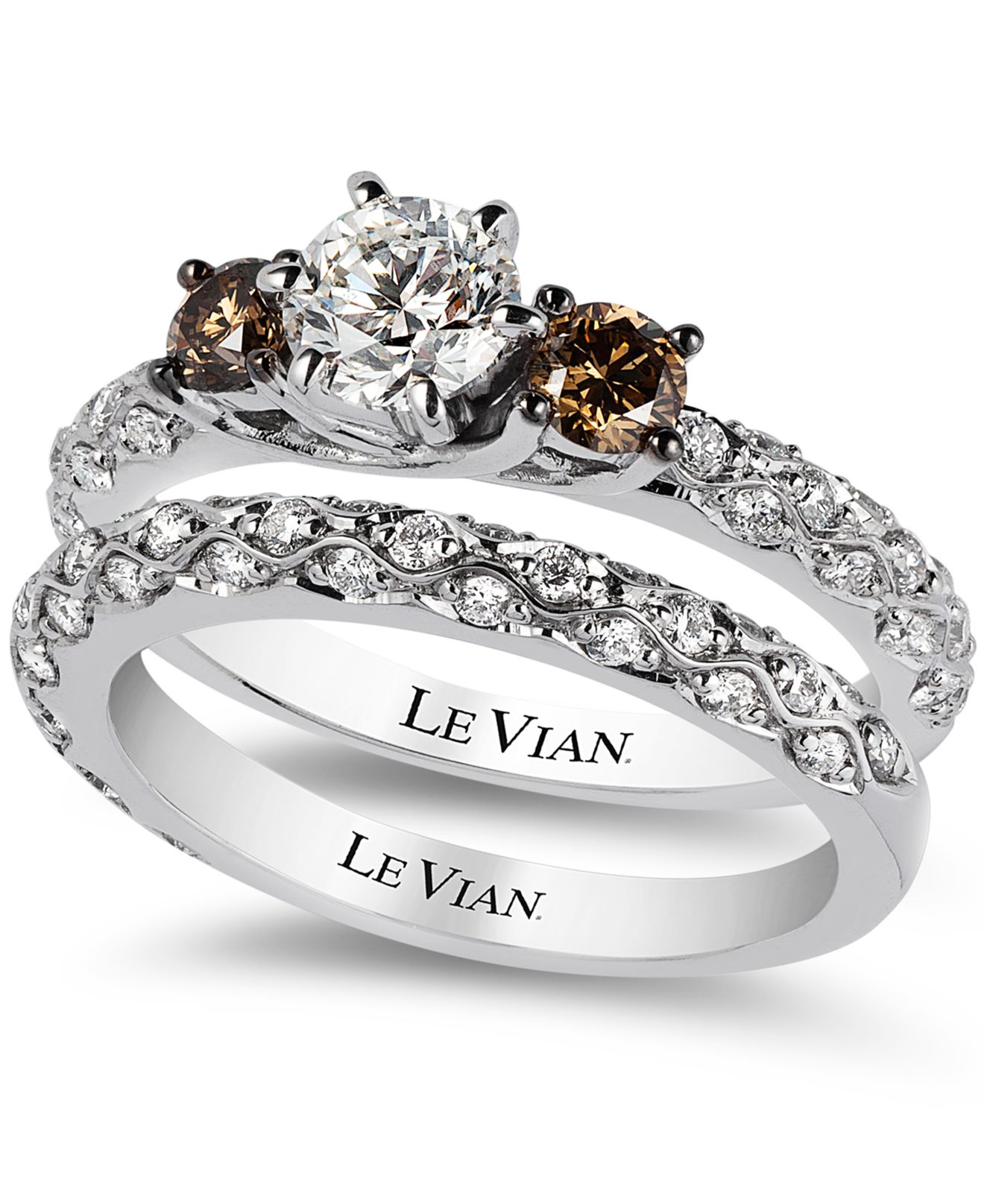 Lyst Le Vian Bridal White Certified Diamond And Chocolate Diamond Engagement Ring Set In 14K