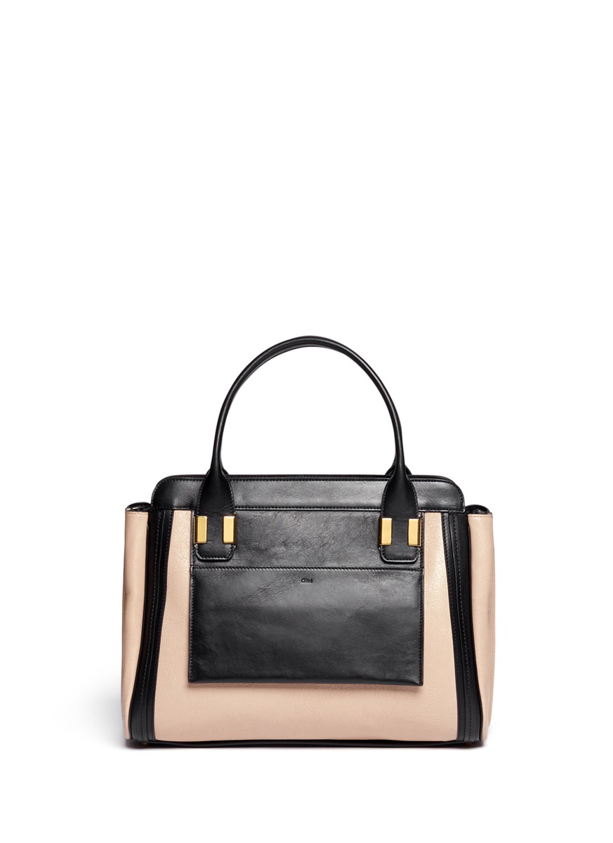 Chlo \u0026#39;alice\u0026#39; Two-tone Medium Leather Bag in Black (Multi-colour ...  