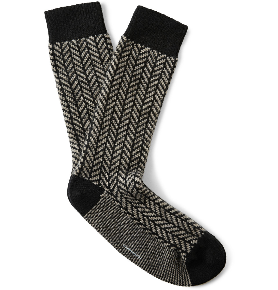 Lyst Club Monaco Herringbone CashmereBlend Socks in Gray for Men