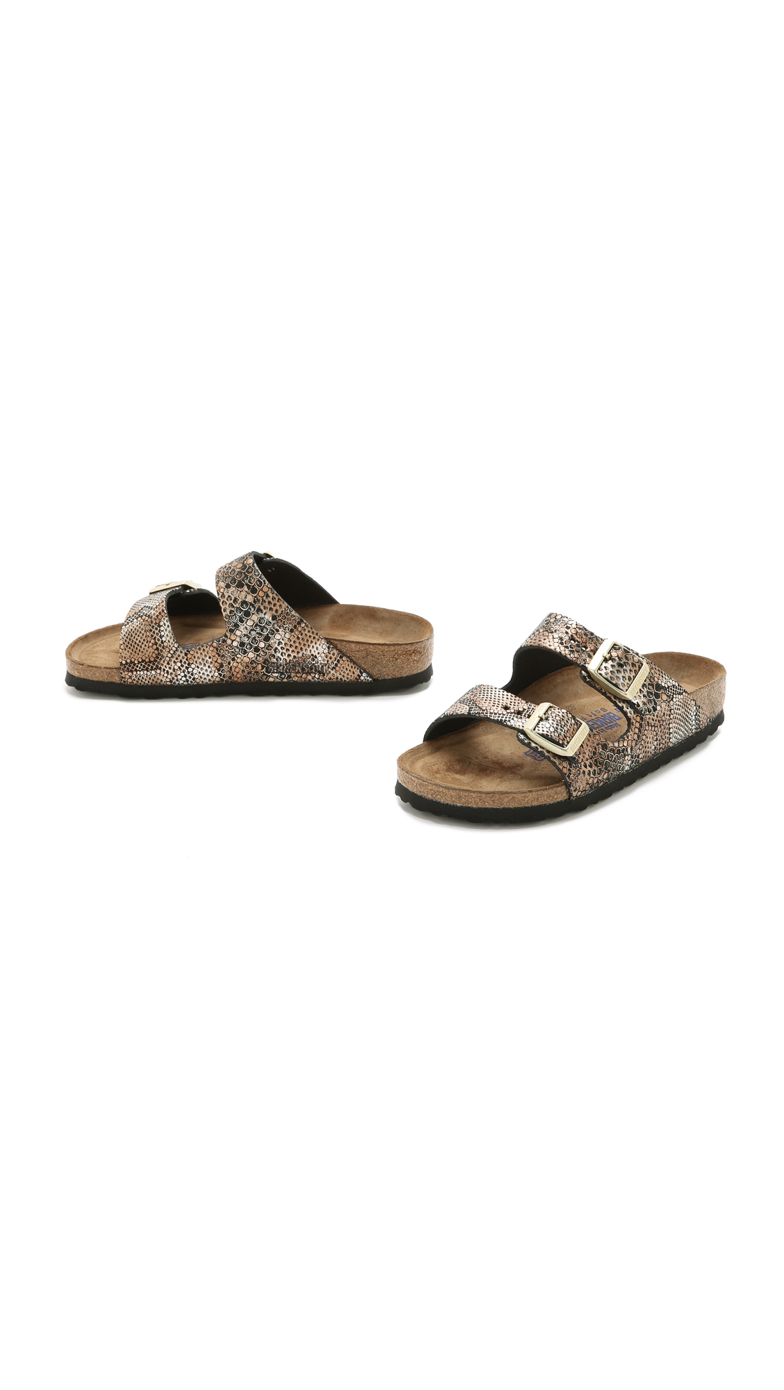 natural arizona shiny python sandals
