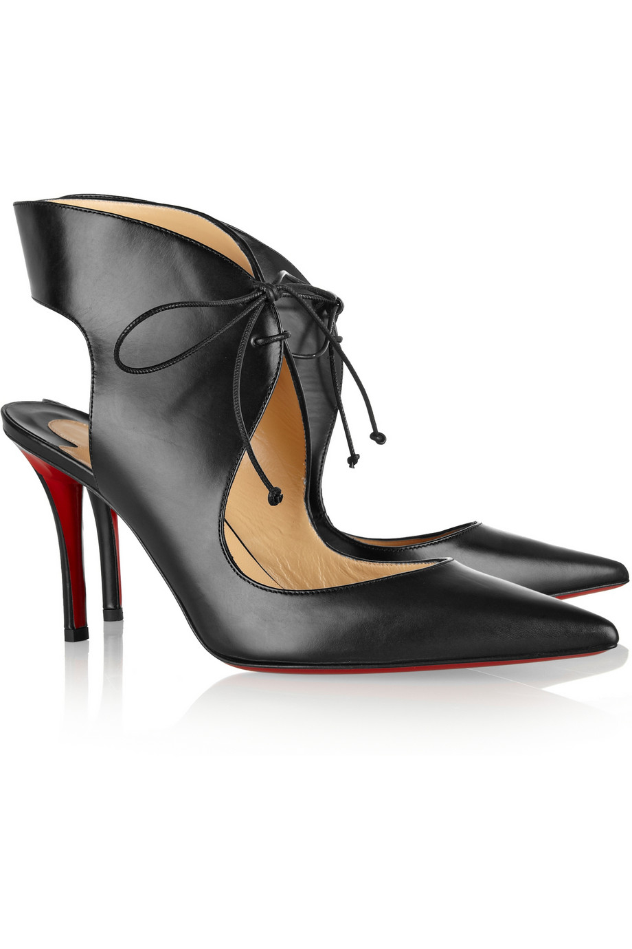 christian louboutin wedge sandals Black patent leather cutouts ...