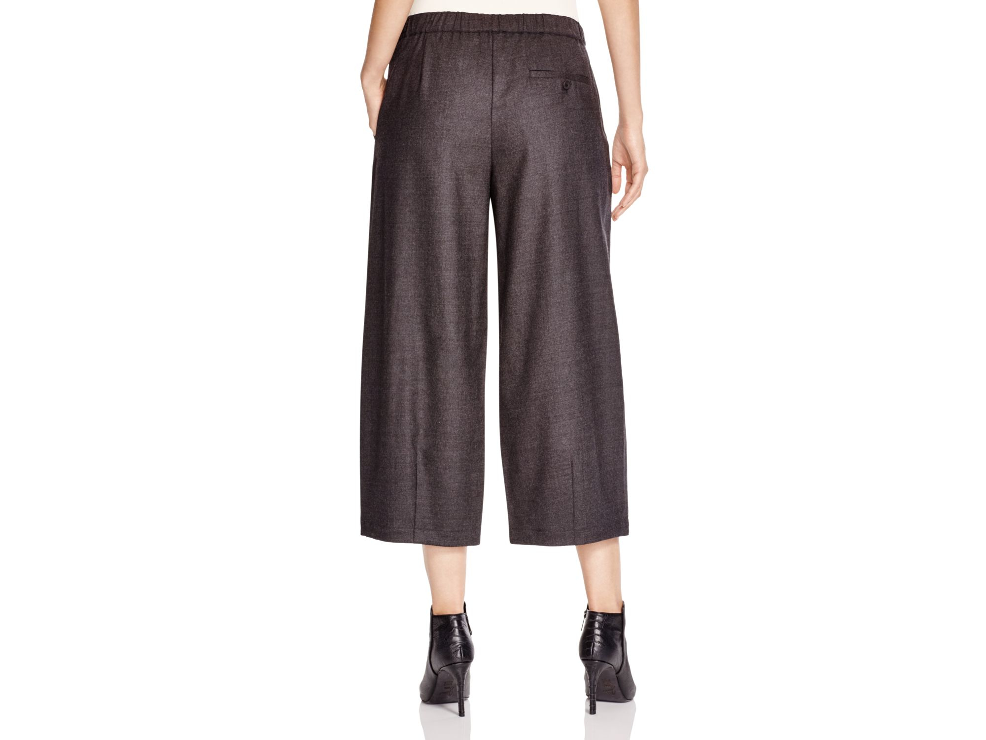 Eileen fisher Wide Leg Cropped Lantern Pants in Gray | Lyst