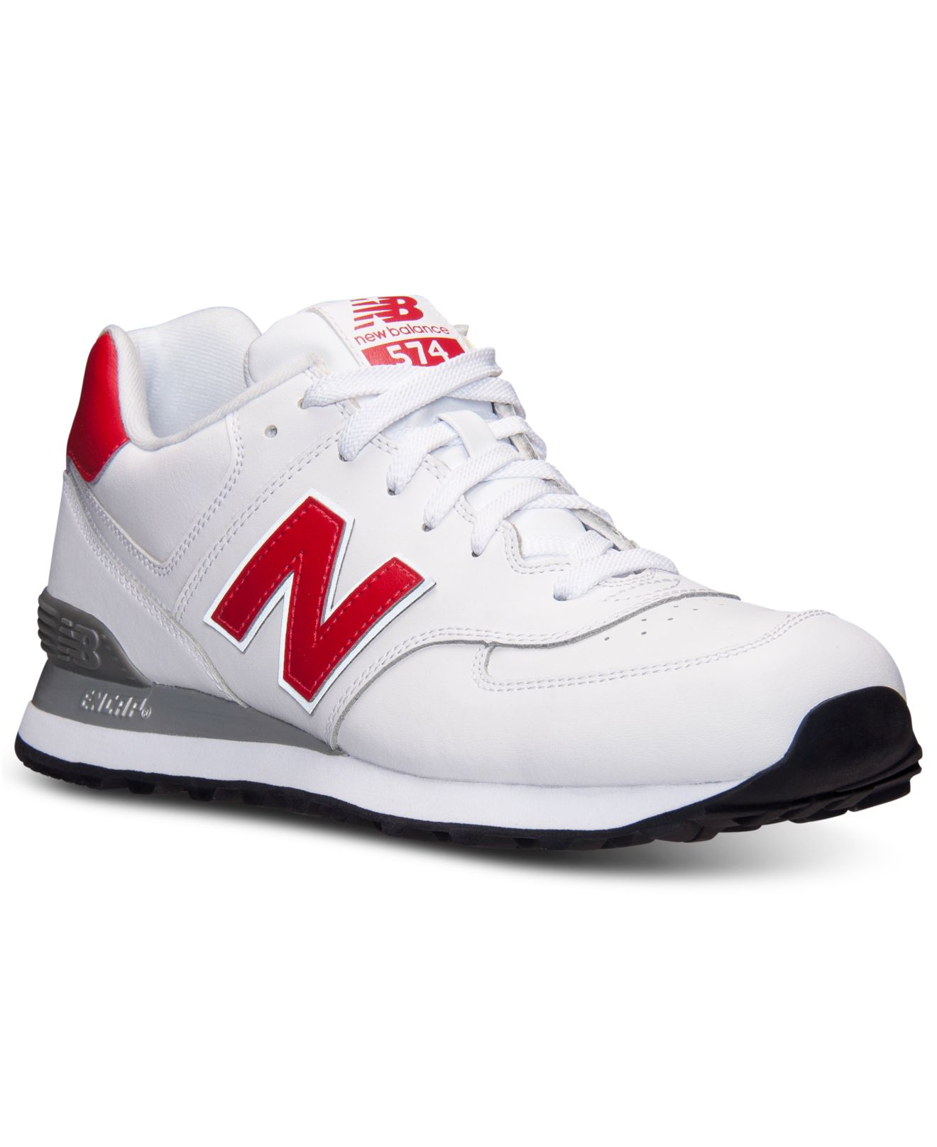 New Balance Men'S 574 Leather Casual Sneakers From Finish Line in White