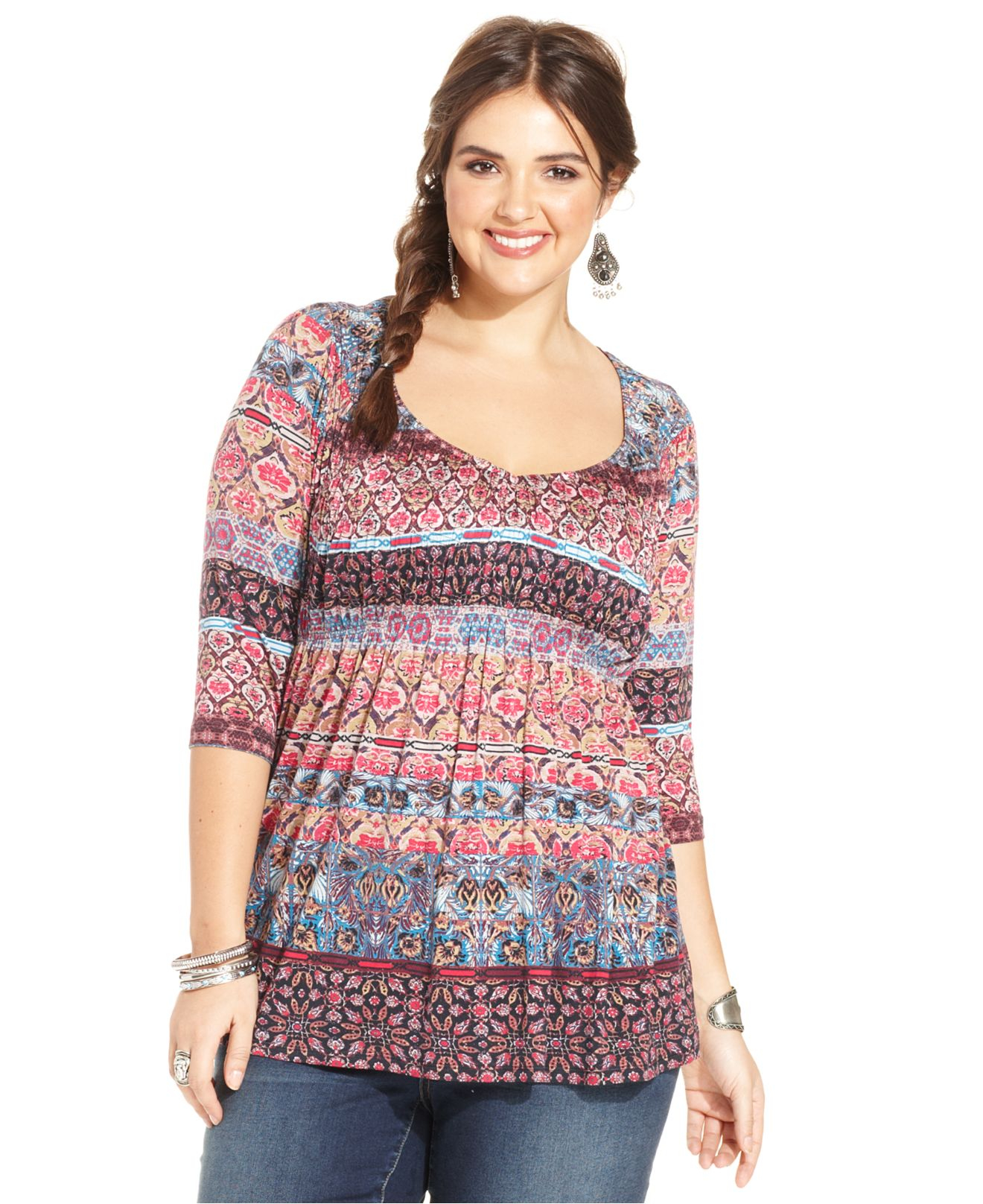 Lyst - American Rag Plus Size Printed Babydoll Top