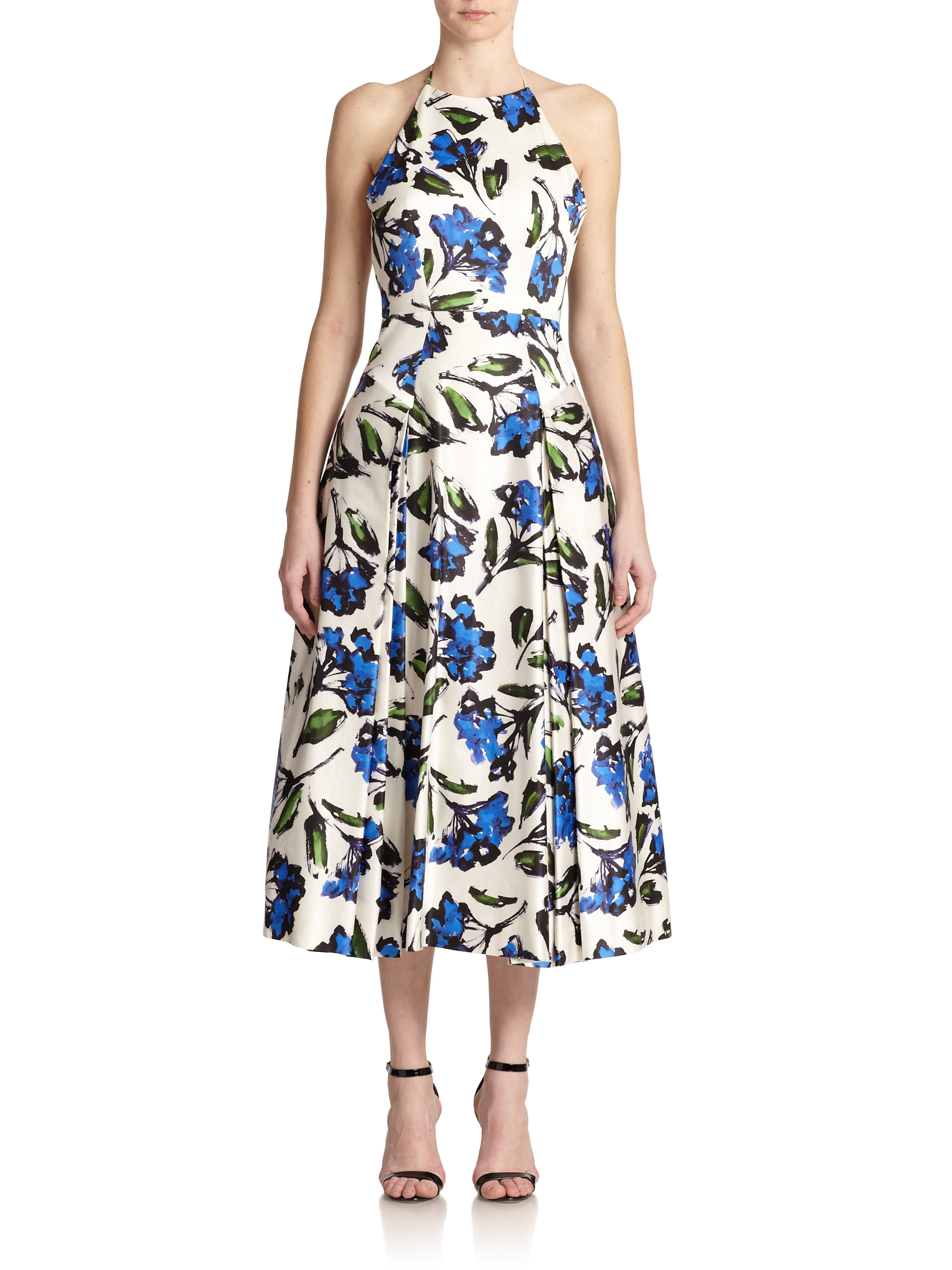 Milly Printed Halter Dress in Blue | Lyst