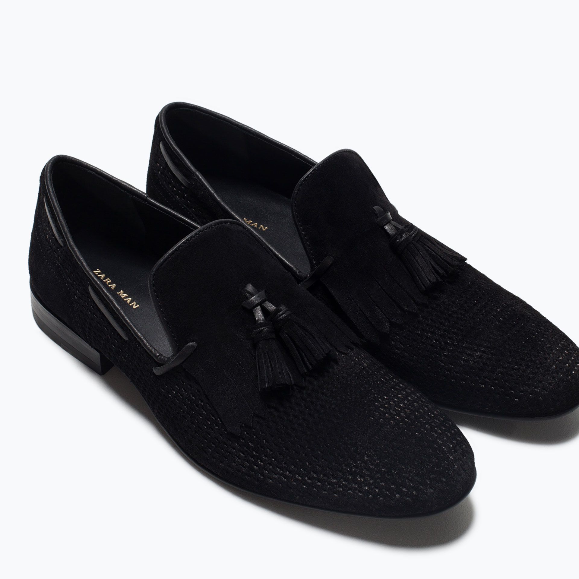  Zara  Leather Loafers  With Fringe Detail in Black for Men  