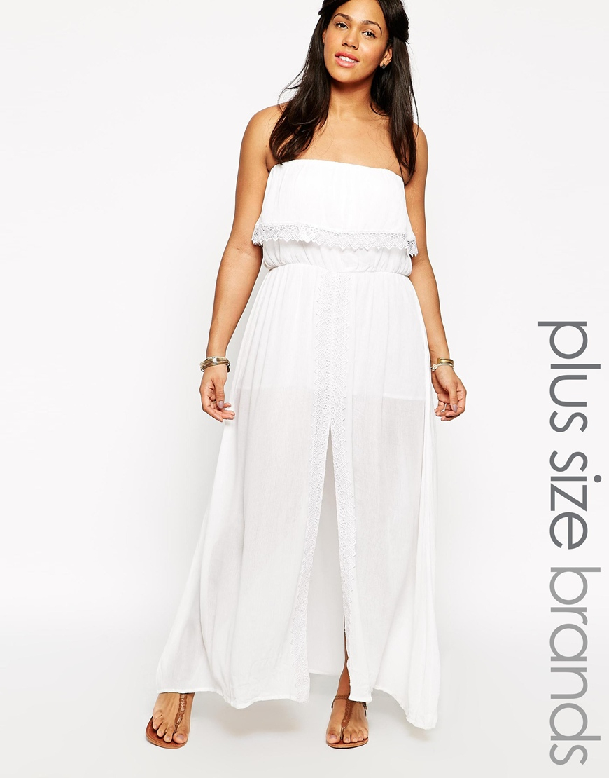 Lyst - Diya Plus Size Maxi Dress With Elasticated Waist in White