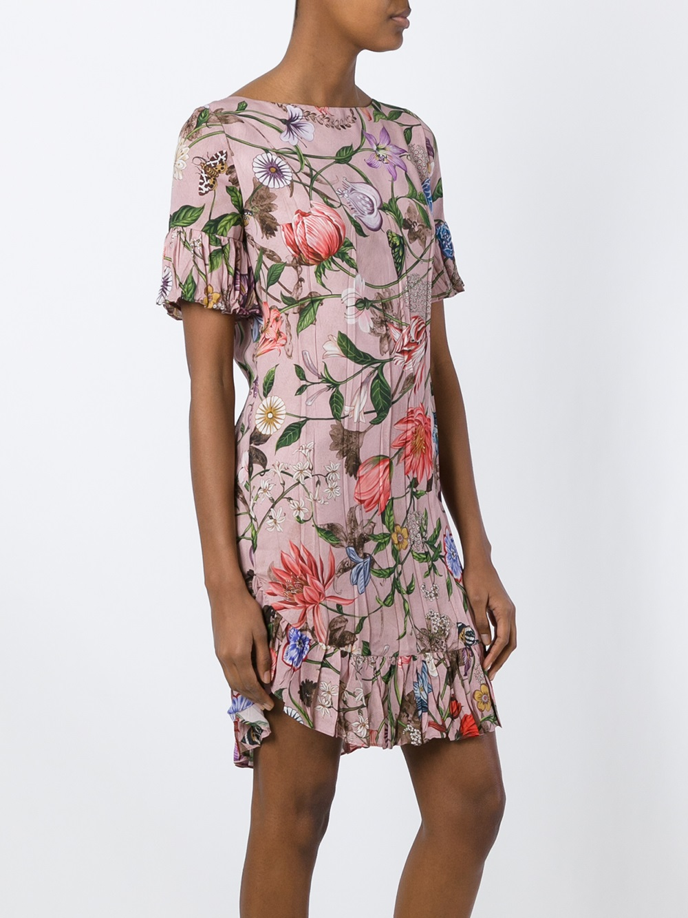 Gucci Silk Dress With Garden Print - Lyst